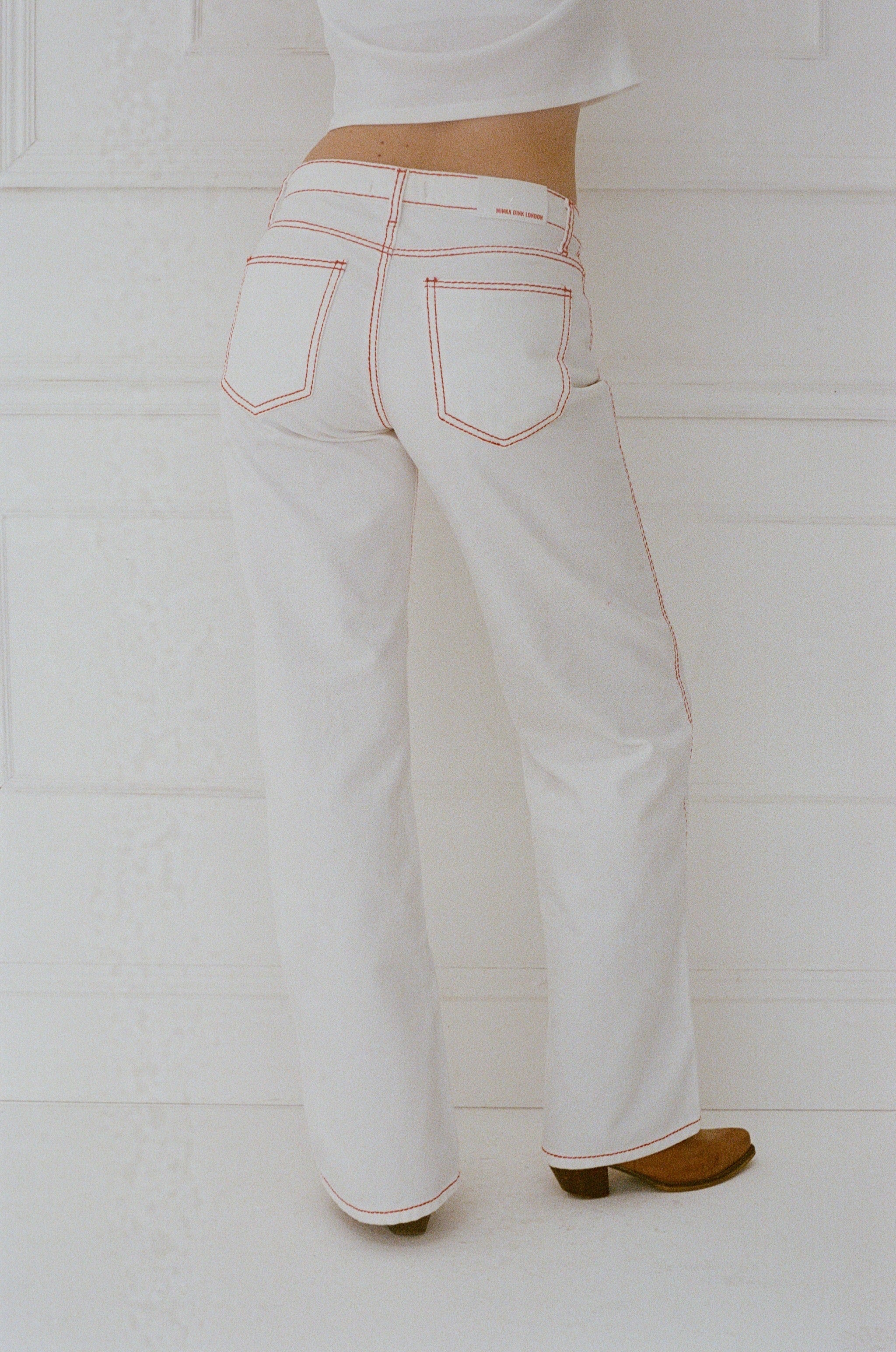 Lila Jeans - White & Red