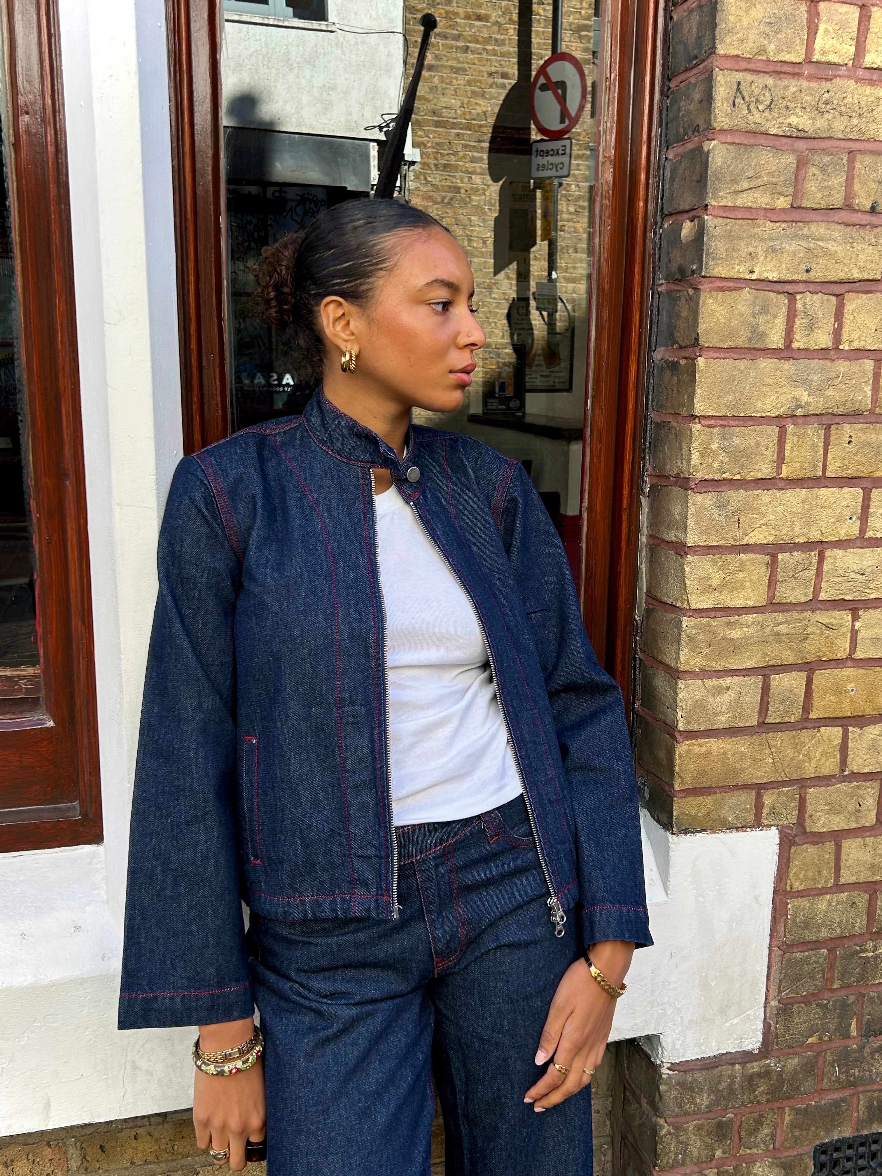 Nina Jacket Indigo & Red | Denim Jacket – Minka Dink London