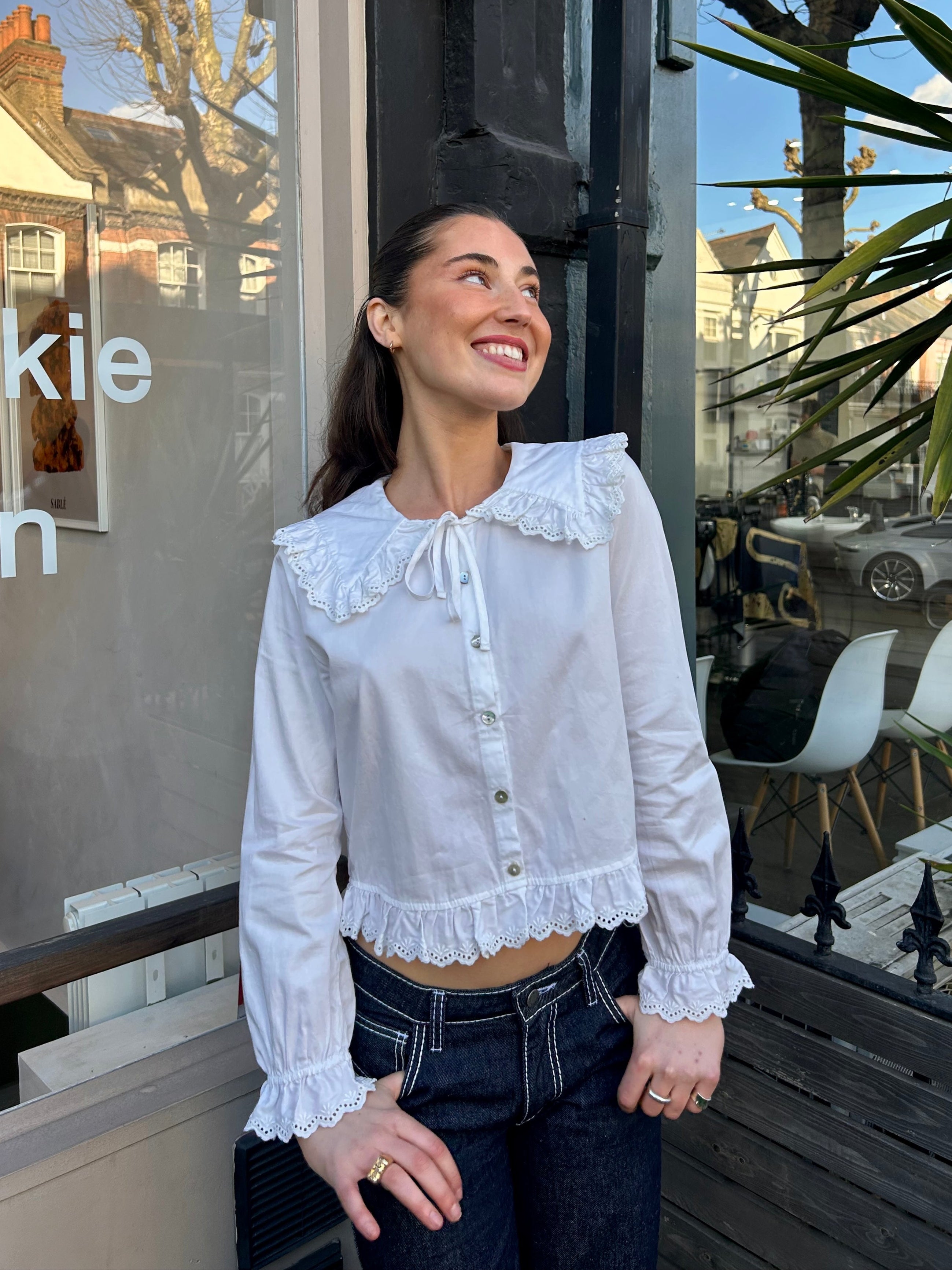 White Billie Blouse | Long Sleeved Collared Blouse – Minka Dink London