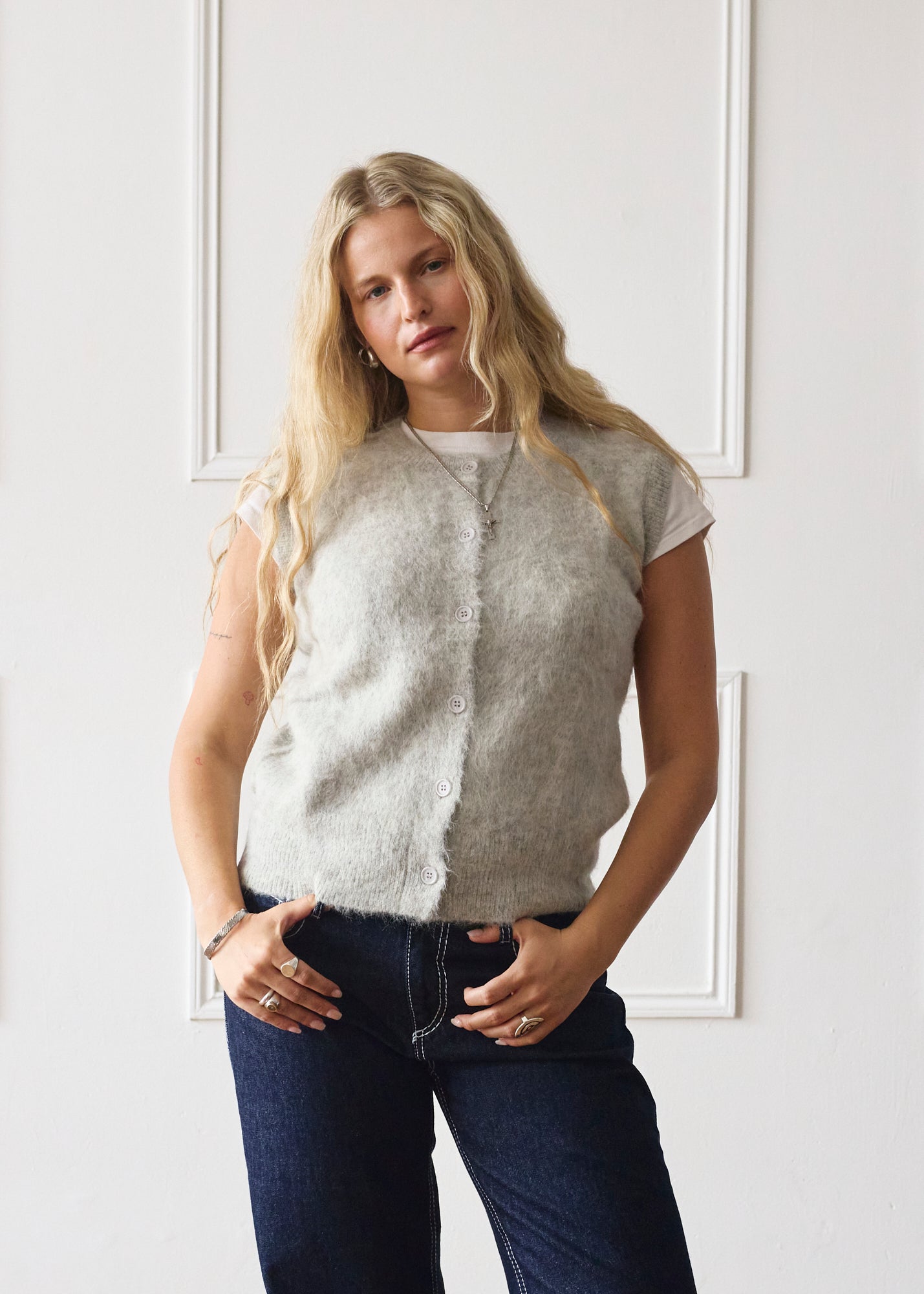 Knit Vest - Light Grey