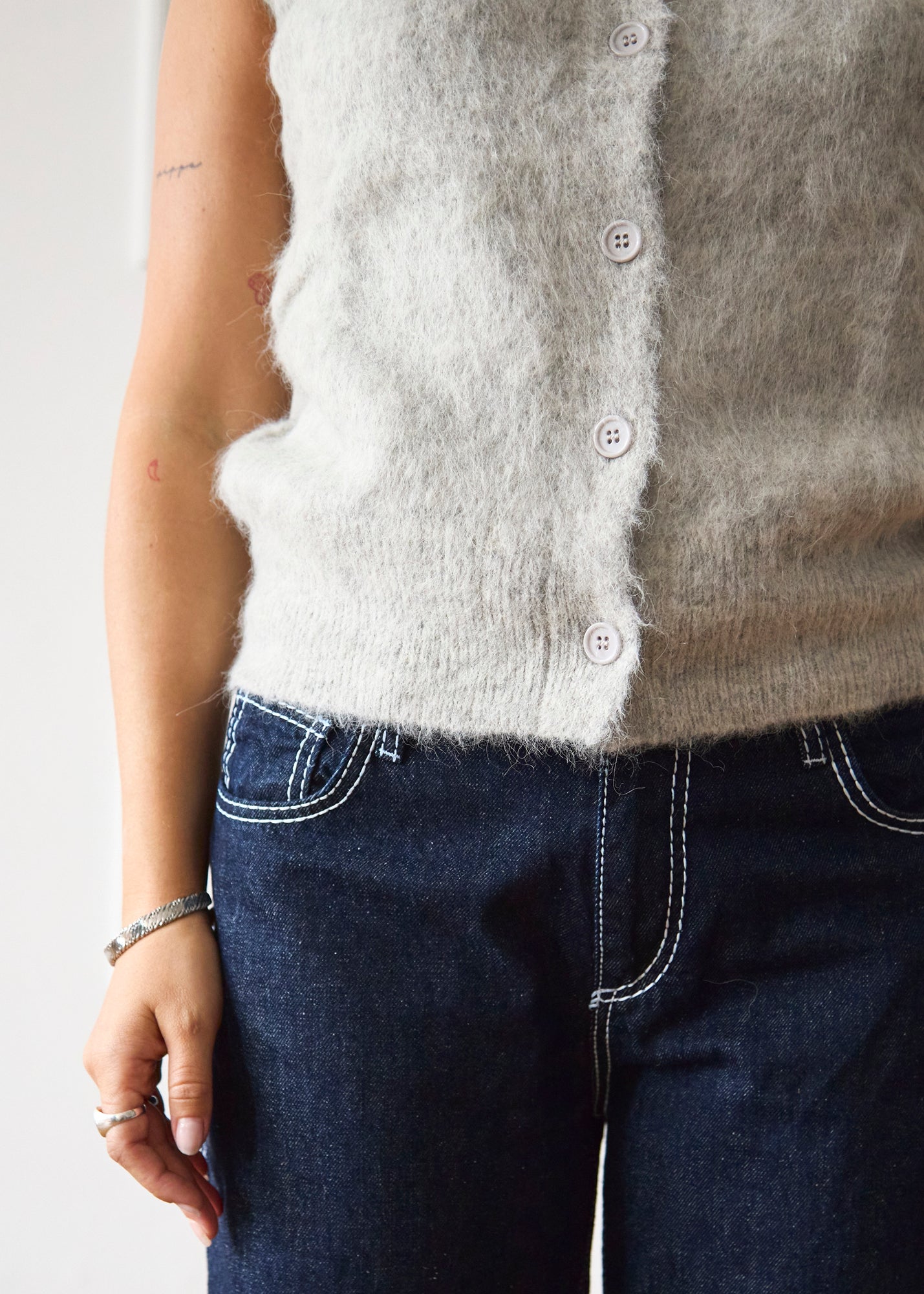 Knit Vest - Light Grey