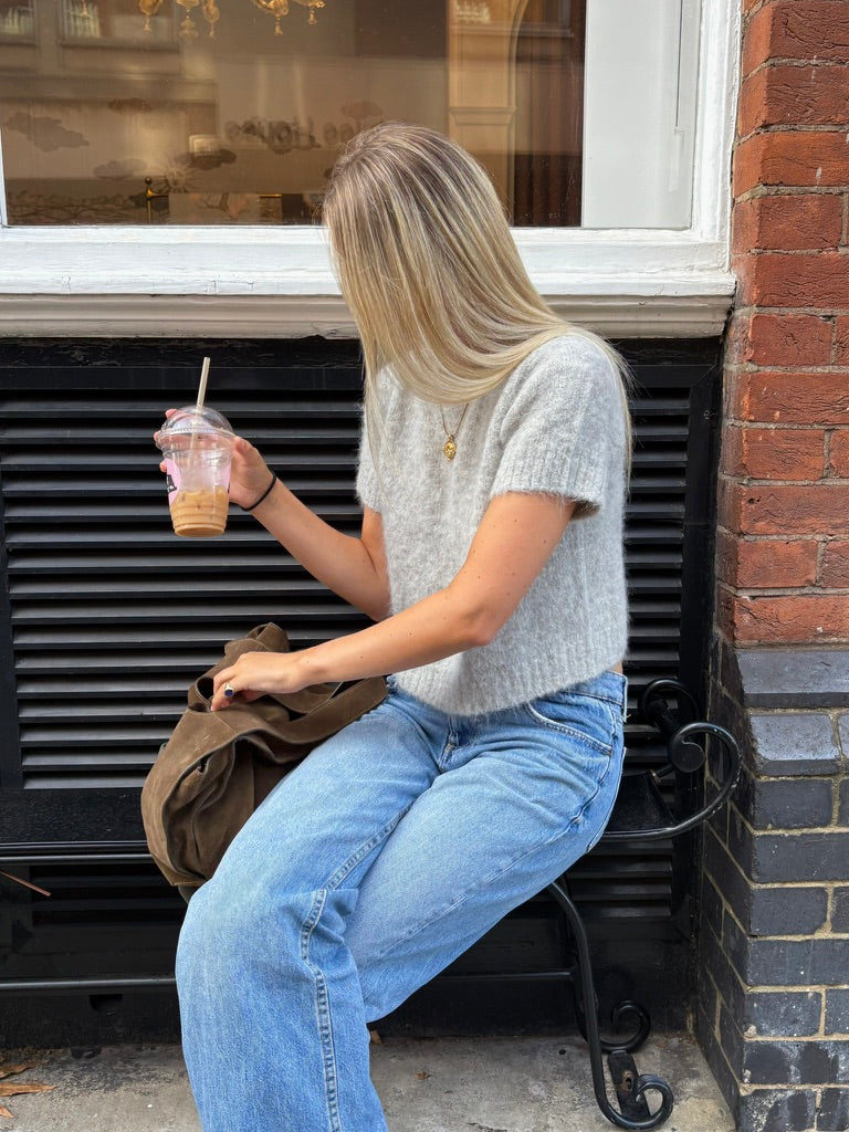 Short Sleeve Knit - Light Grey