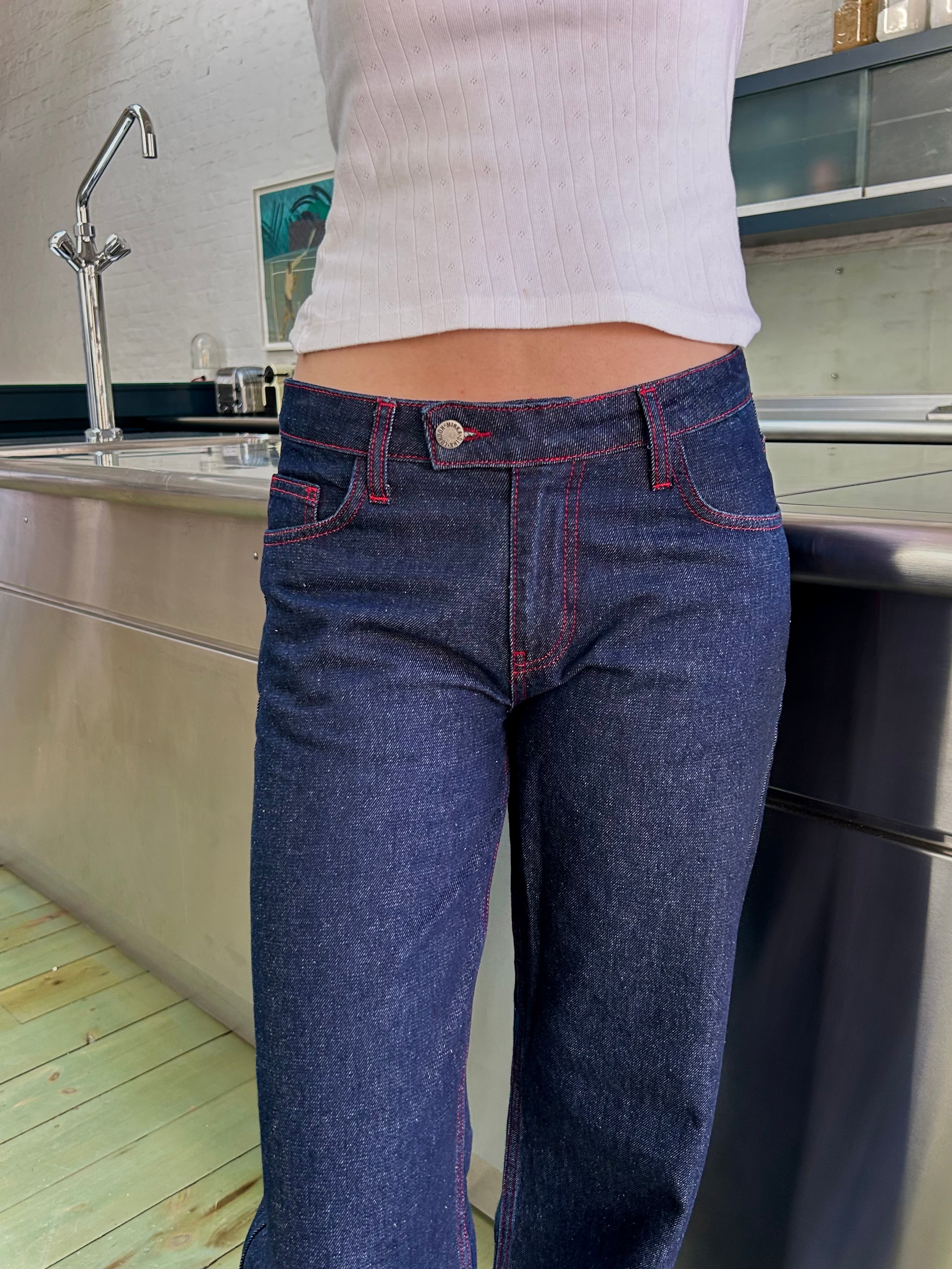 The Nina Jeans - Indigo & Red