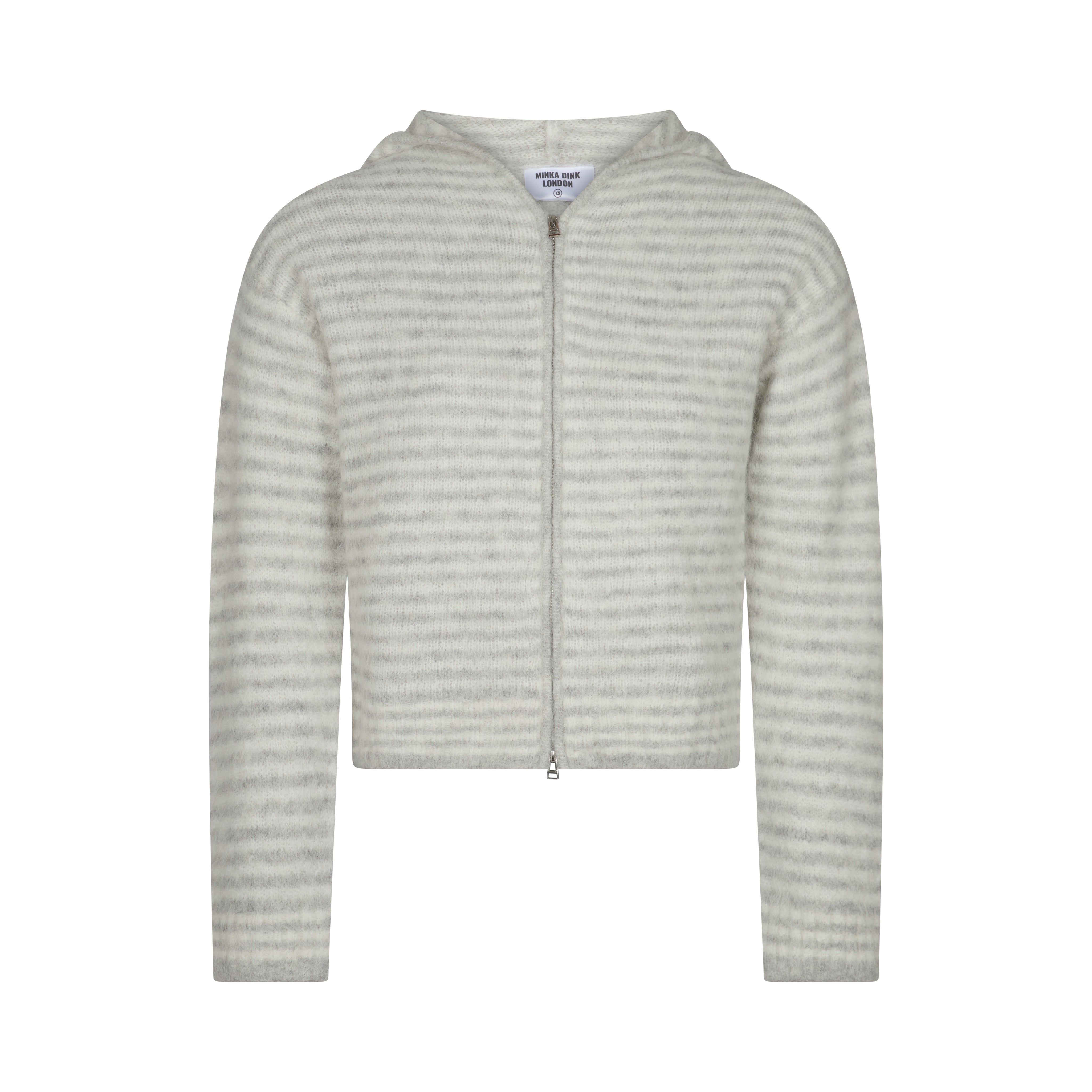Dual Zip Hoodie - Grey Stripe