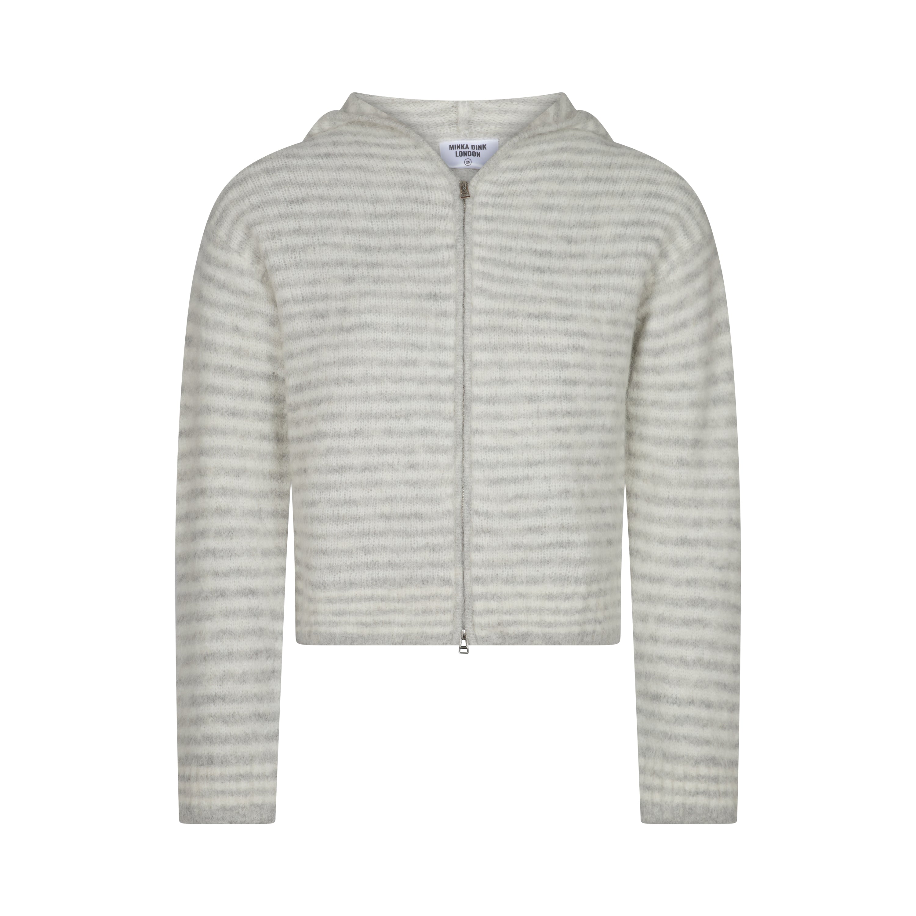 Dual Zip Hoodie - Grey Stripe