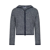 Dual Zip Hoodie - Navy & Cream Stripe
