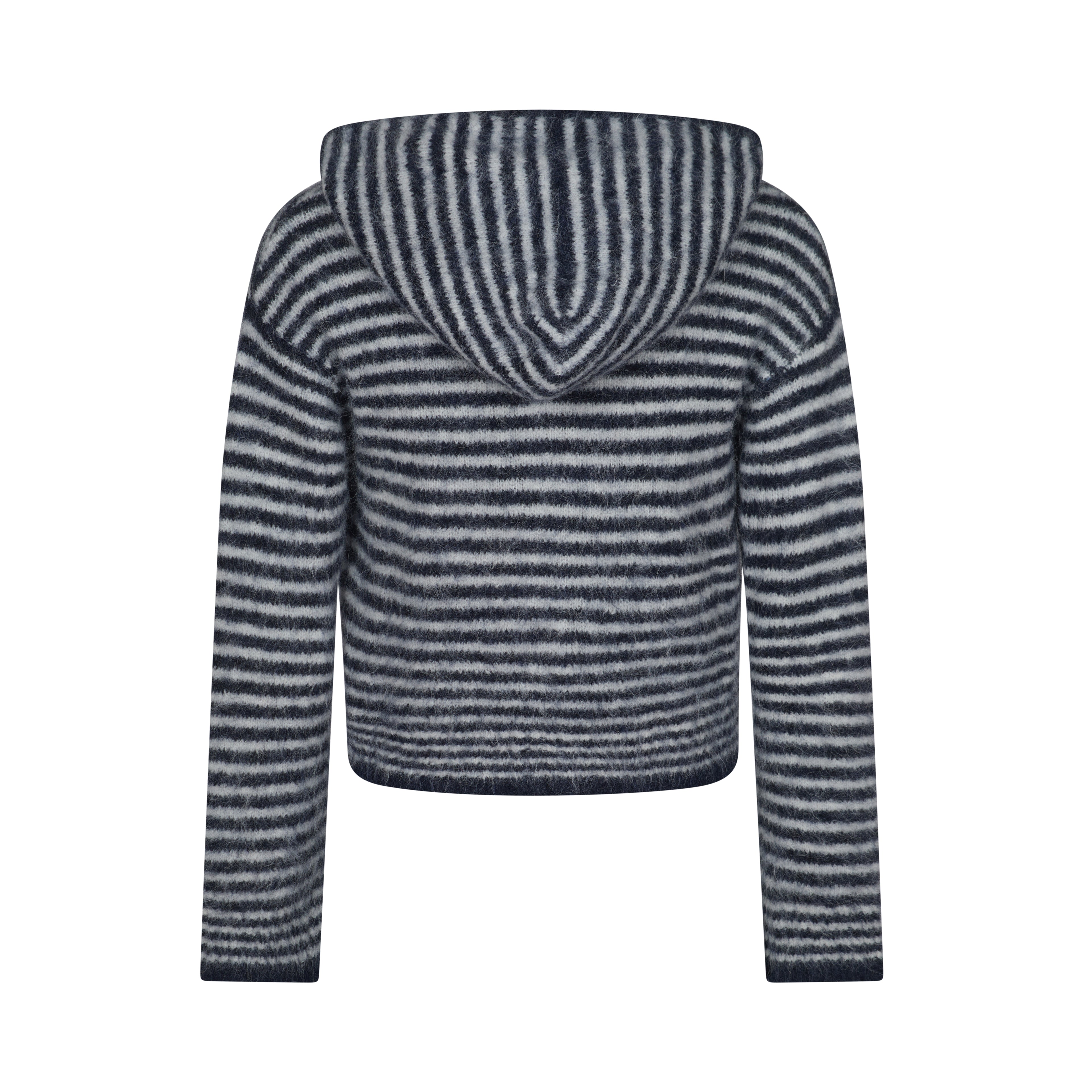 Dual Zip Hoodie - Navy & Cream Stripe