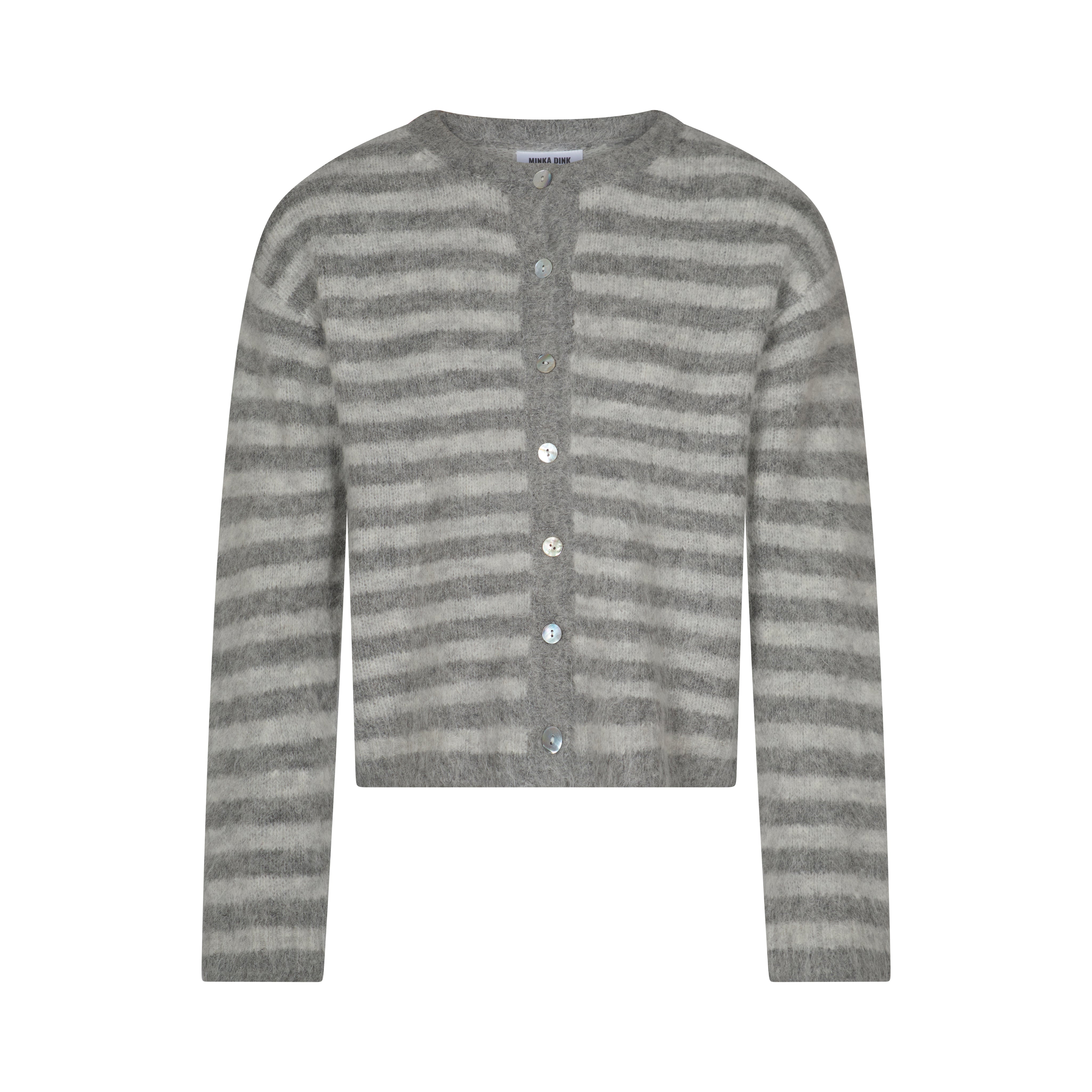The Evie Cardigan - Grey Stripe