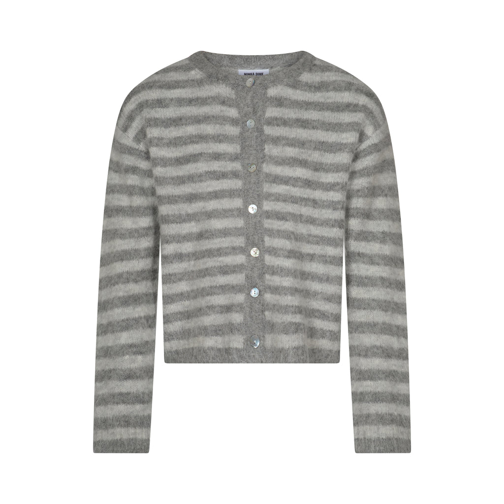 Evie Cardigan - Grey Stripe