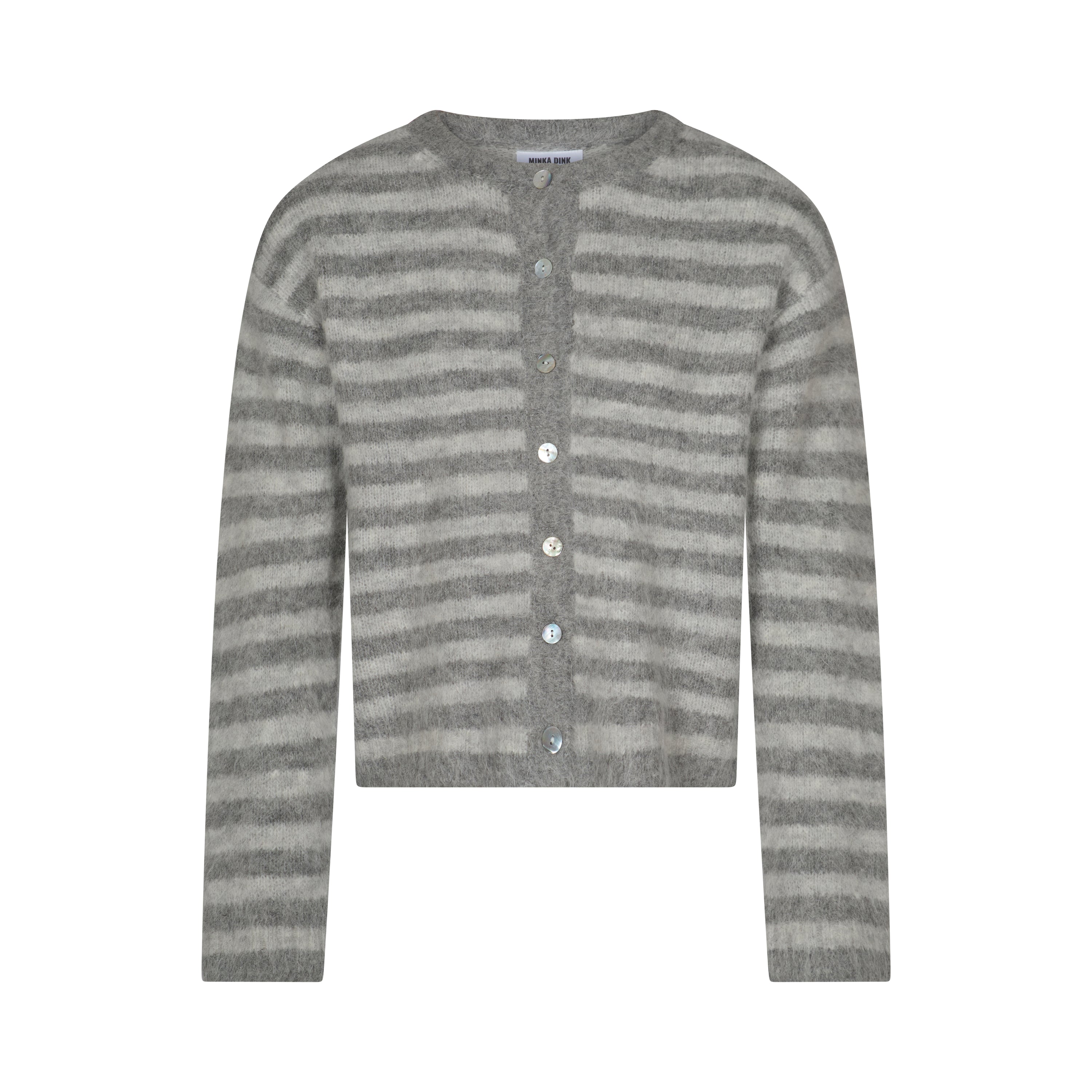 The Evie Cardigan - Grey Stripe