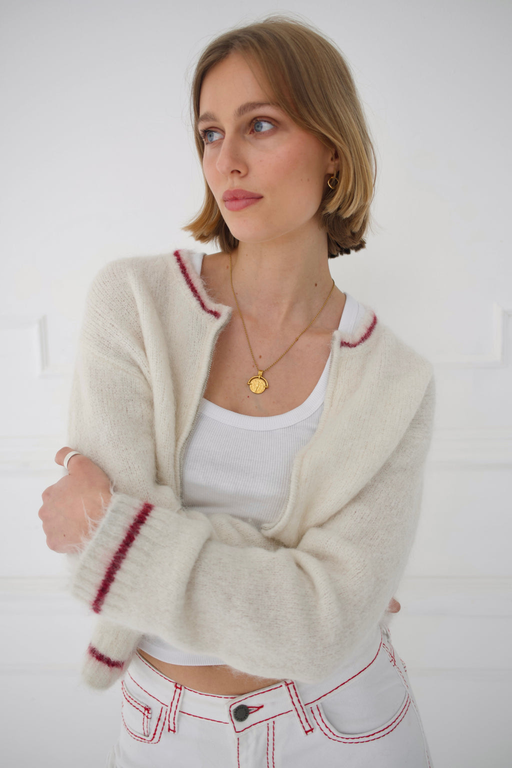 Dual Zip Jumper - Cream