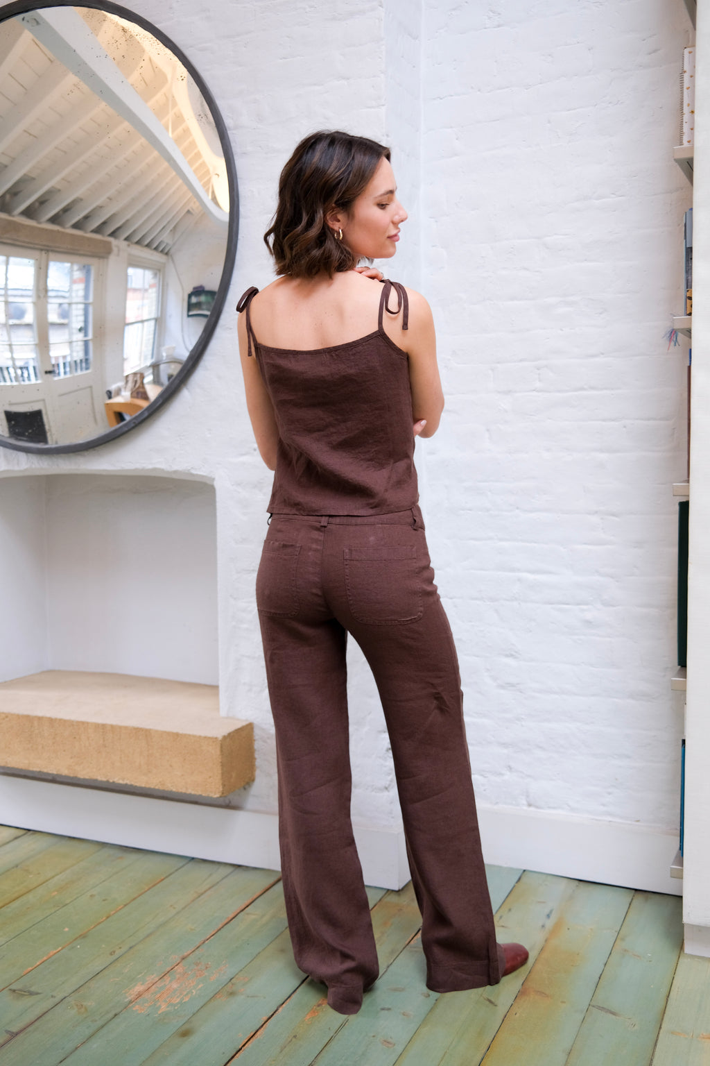 Arla Linen Trousers - Brown