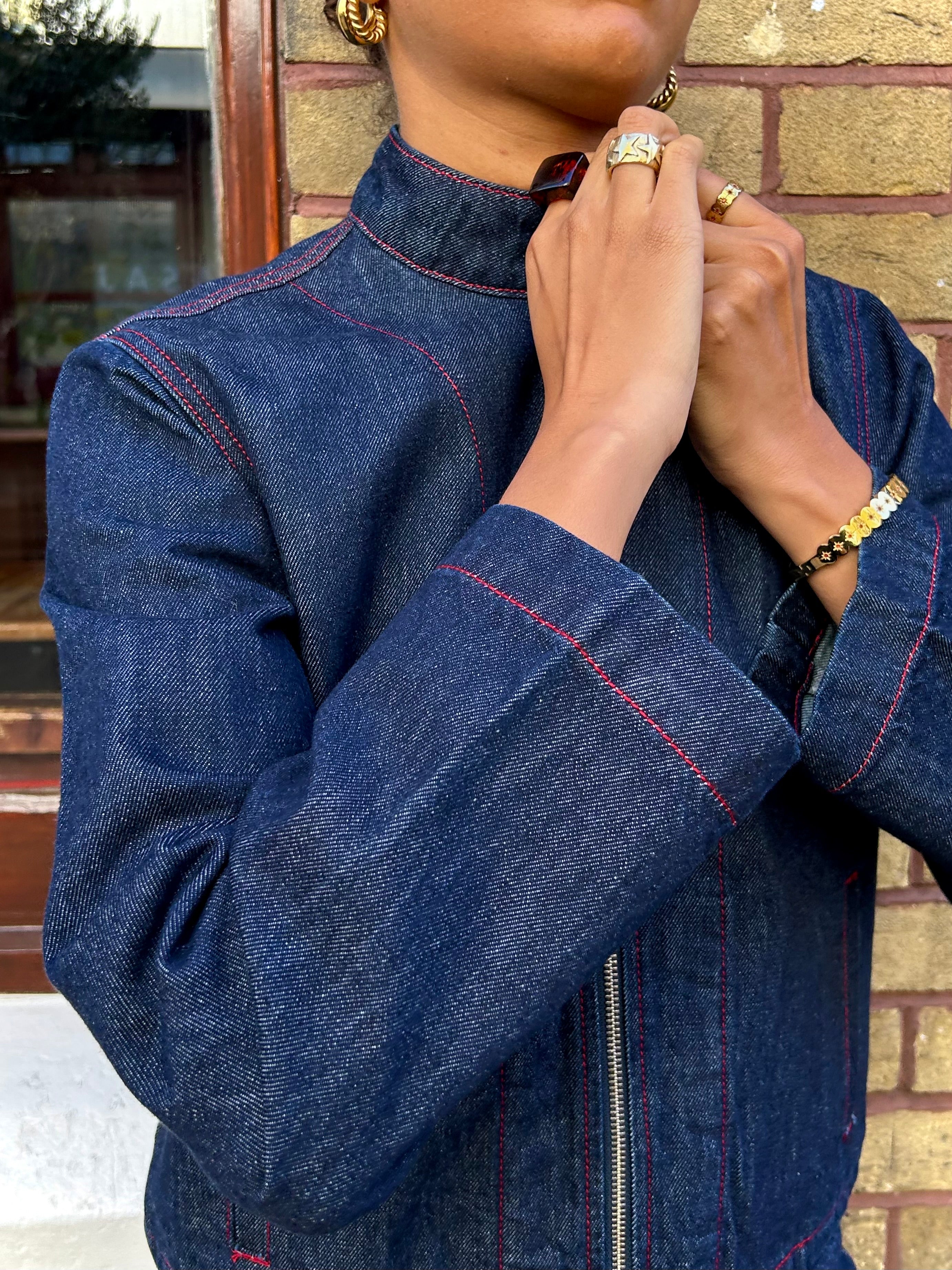 Nina Jacket Indigo & Red | Denim Jacket – Minka Dink London