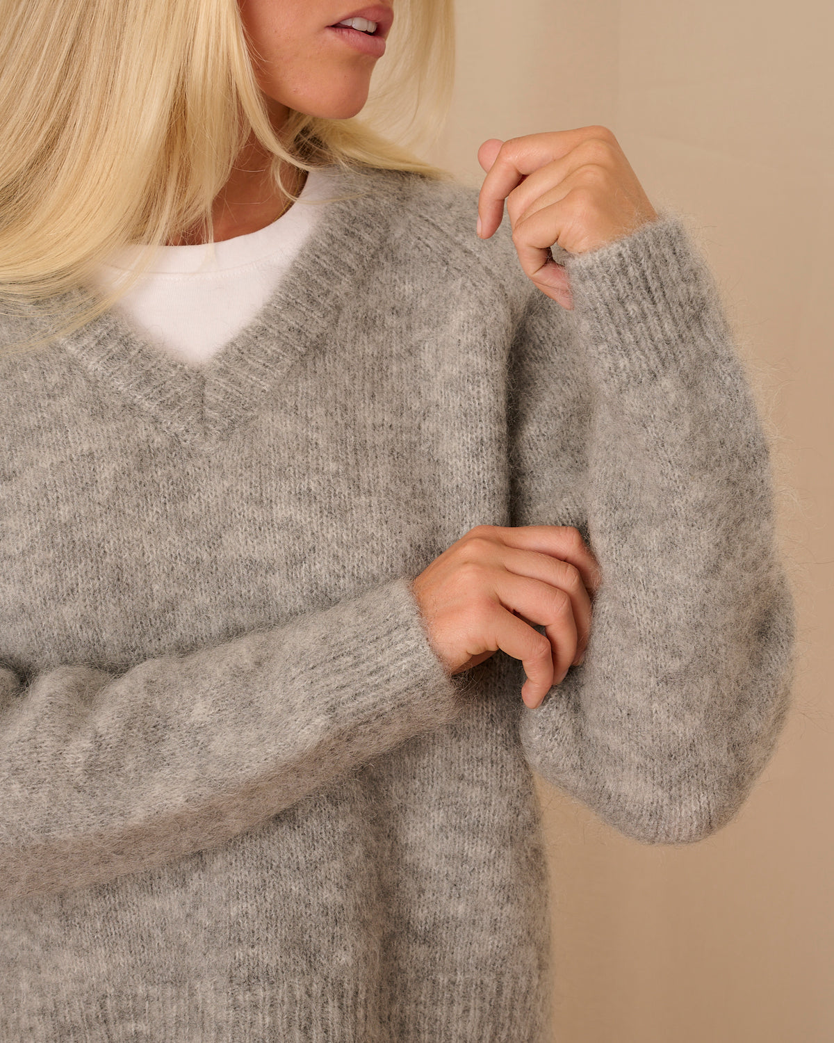 Florence V Neck Jumper - Grey