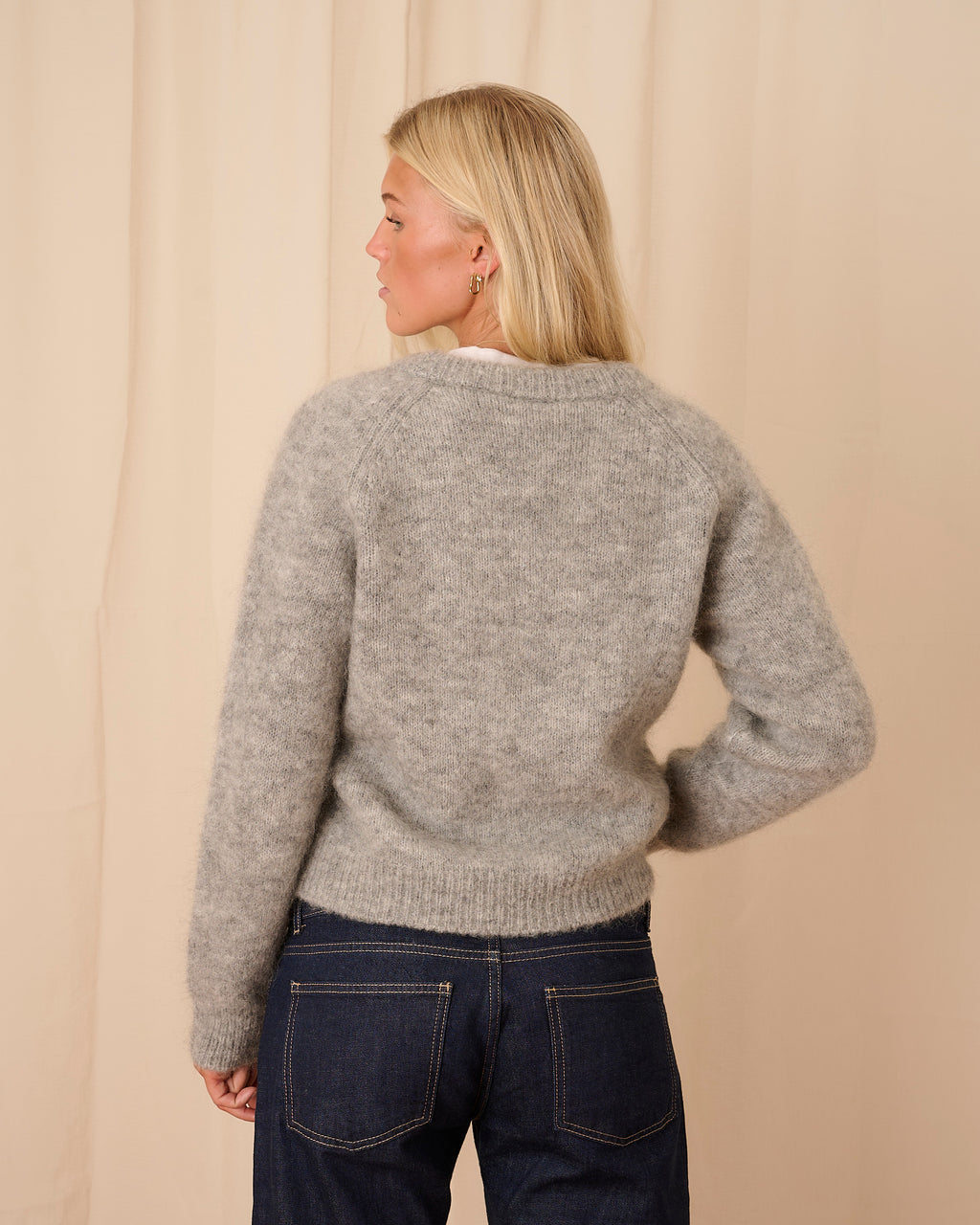 Florence V Neck Jumper - Grey