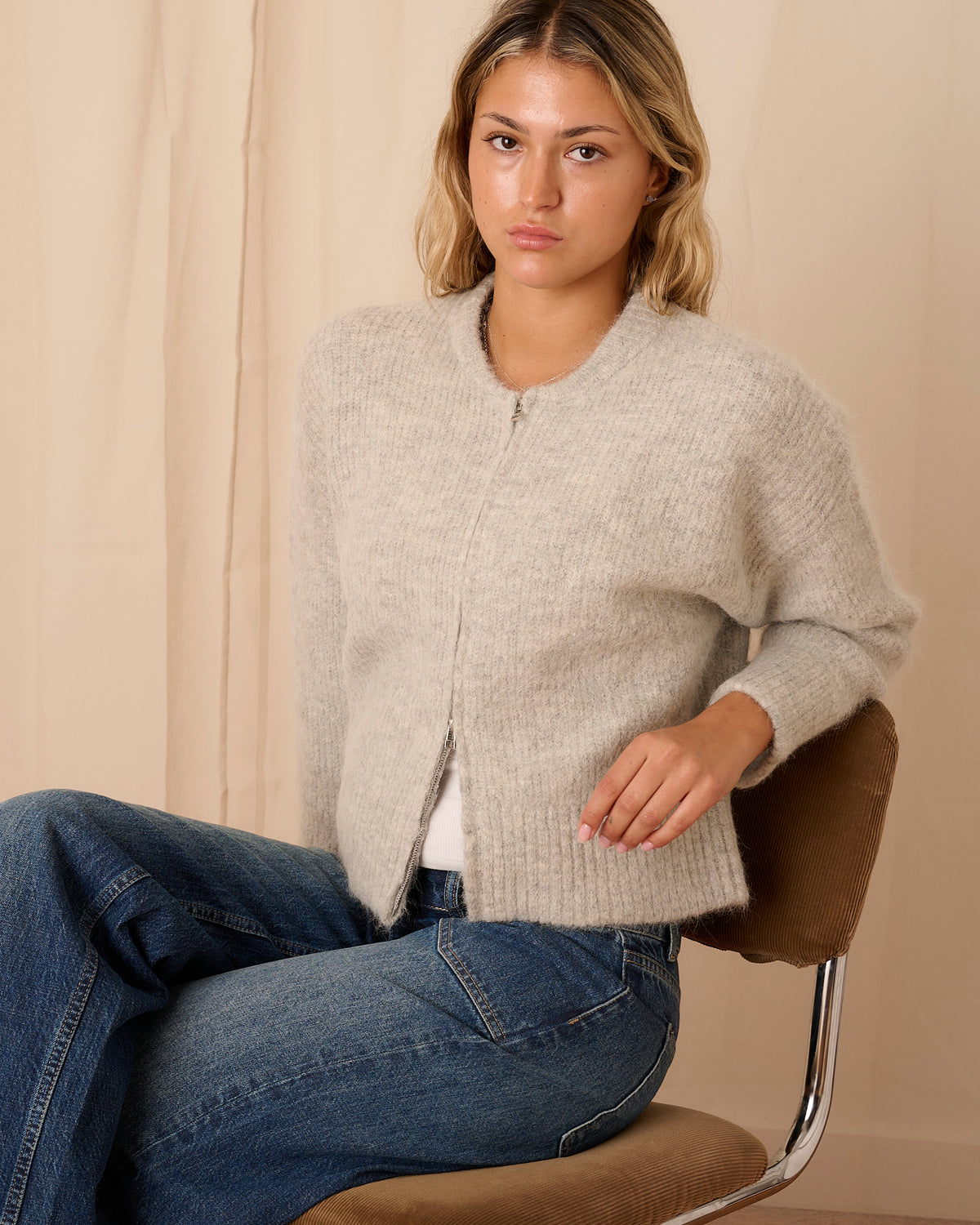 Dual Zip Bomber - Light Grey