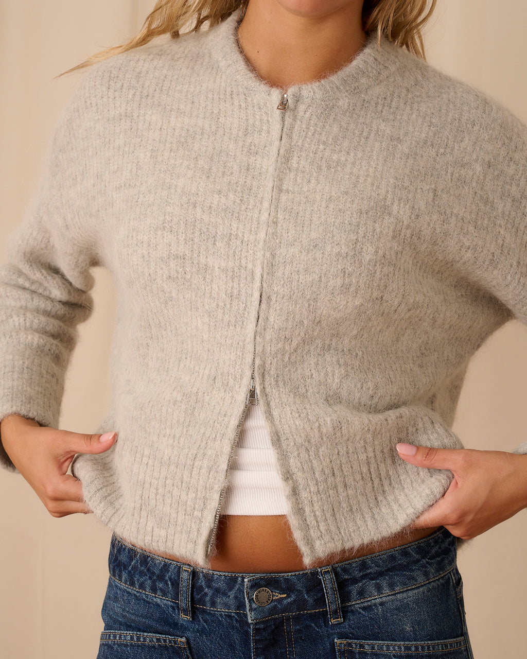 Dual Zip Bomber - Light Grey