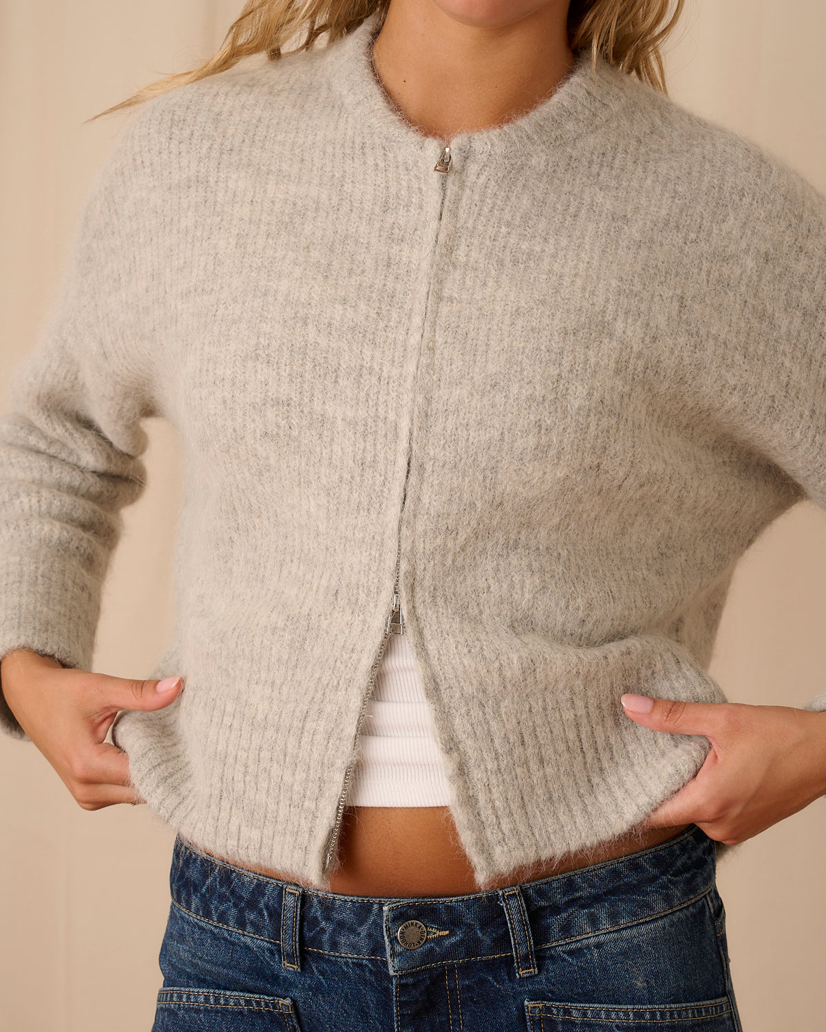 Dual Zip Bomber - Light Grey