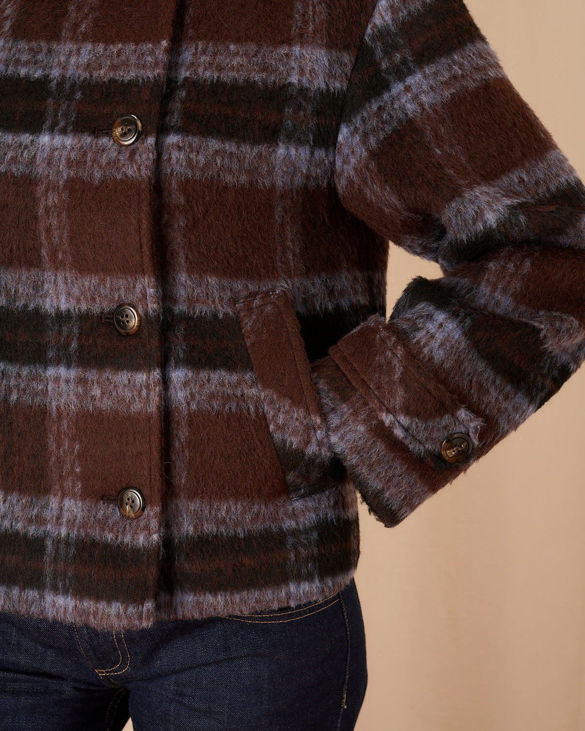 Maude Coat - Brown & Blue