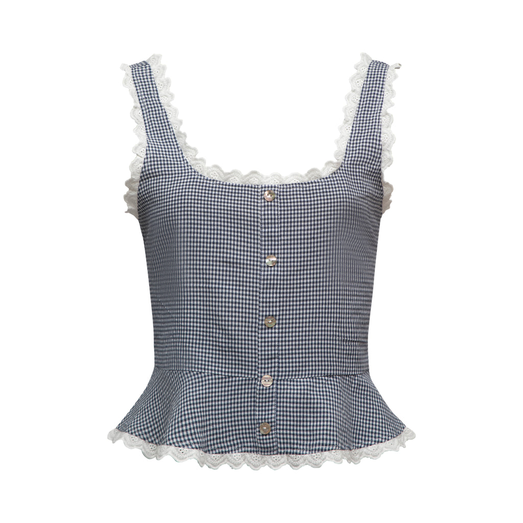 Lola Top - Blue Gingham