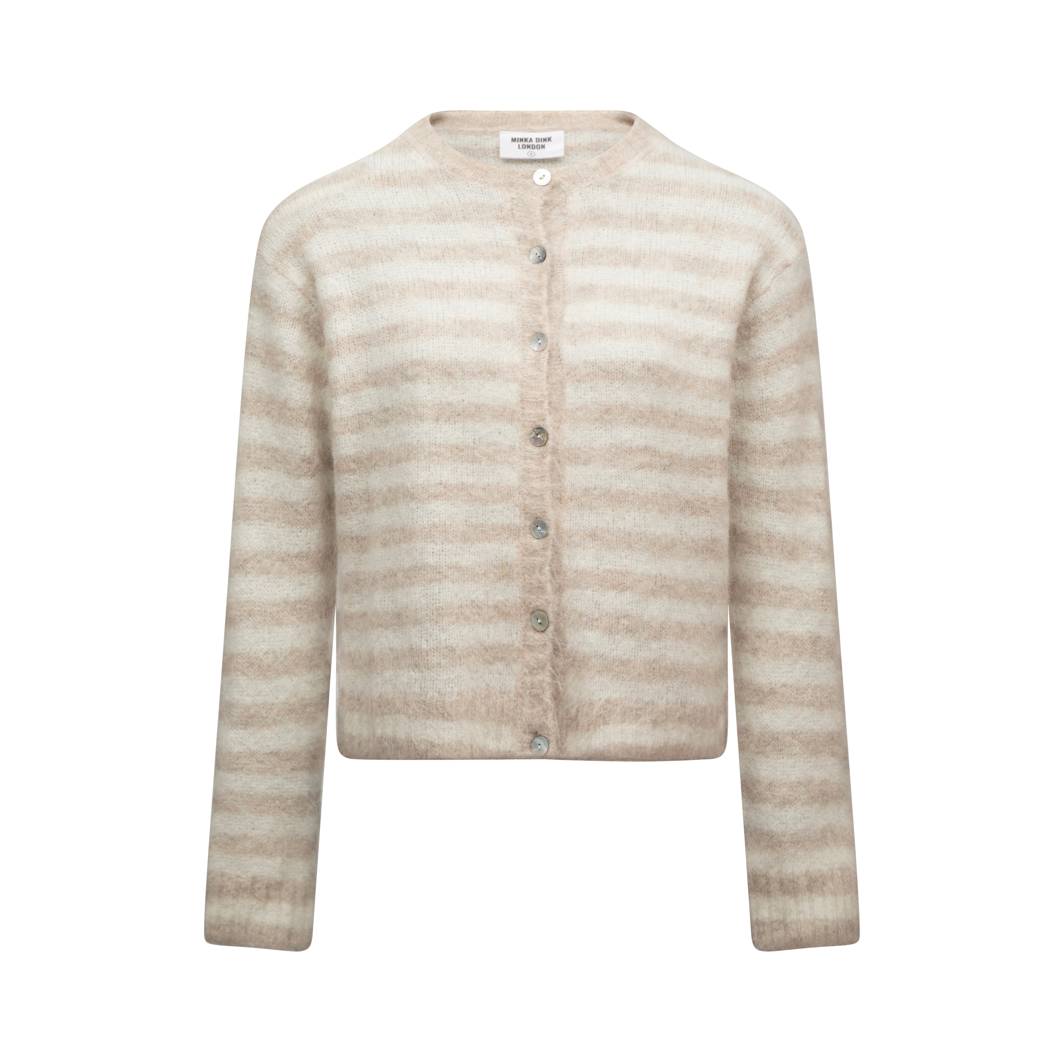 The Evie Cardigan - Beige Stripe