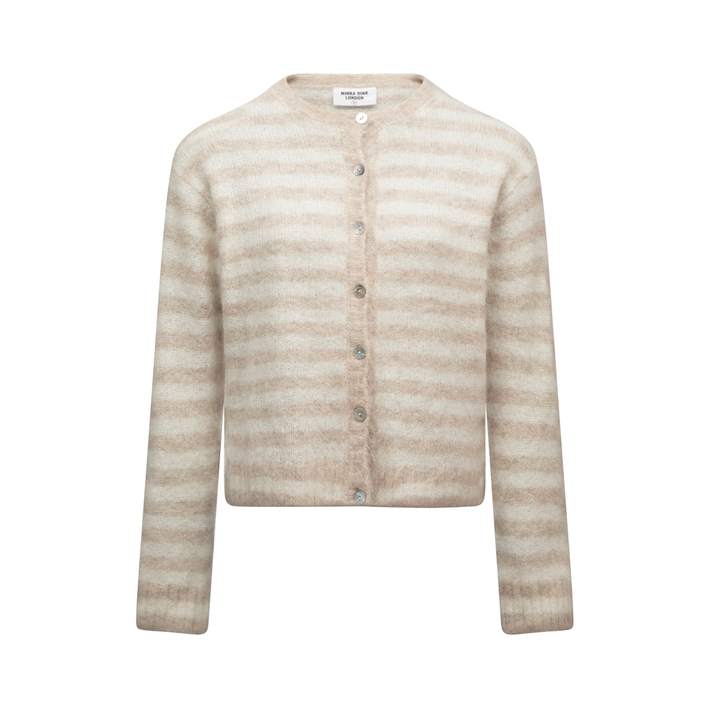 Evie Cardigan - Beige Stripe