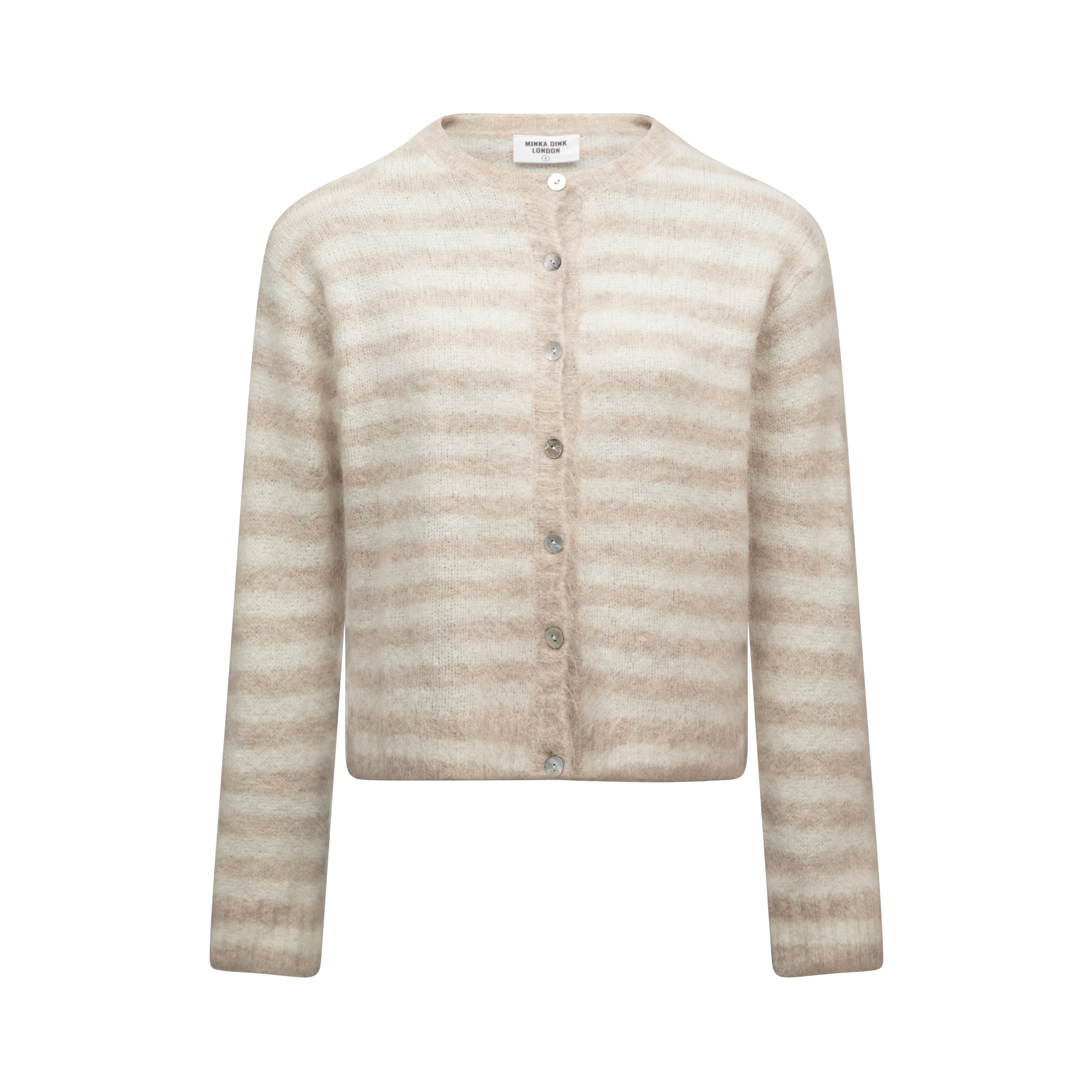 The Evie Cardigan - Beige Stripe