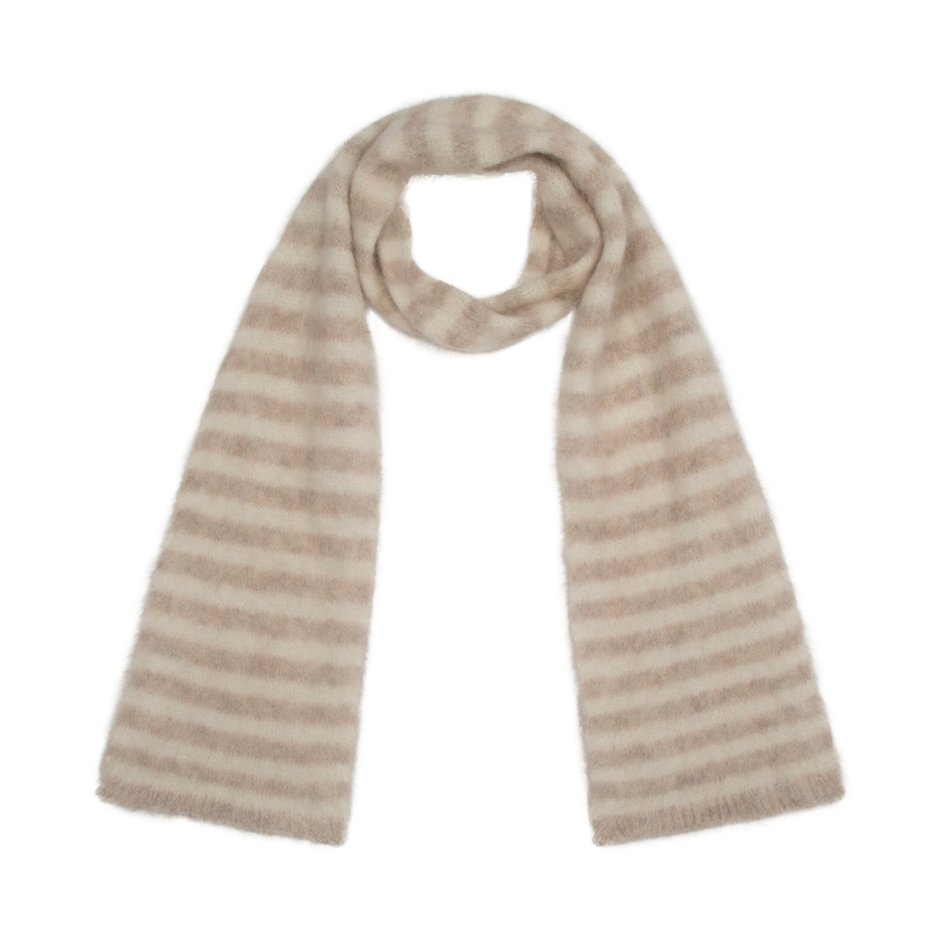 The Evie Scarf - Beige Stripe