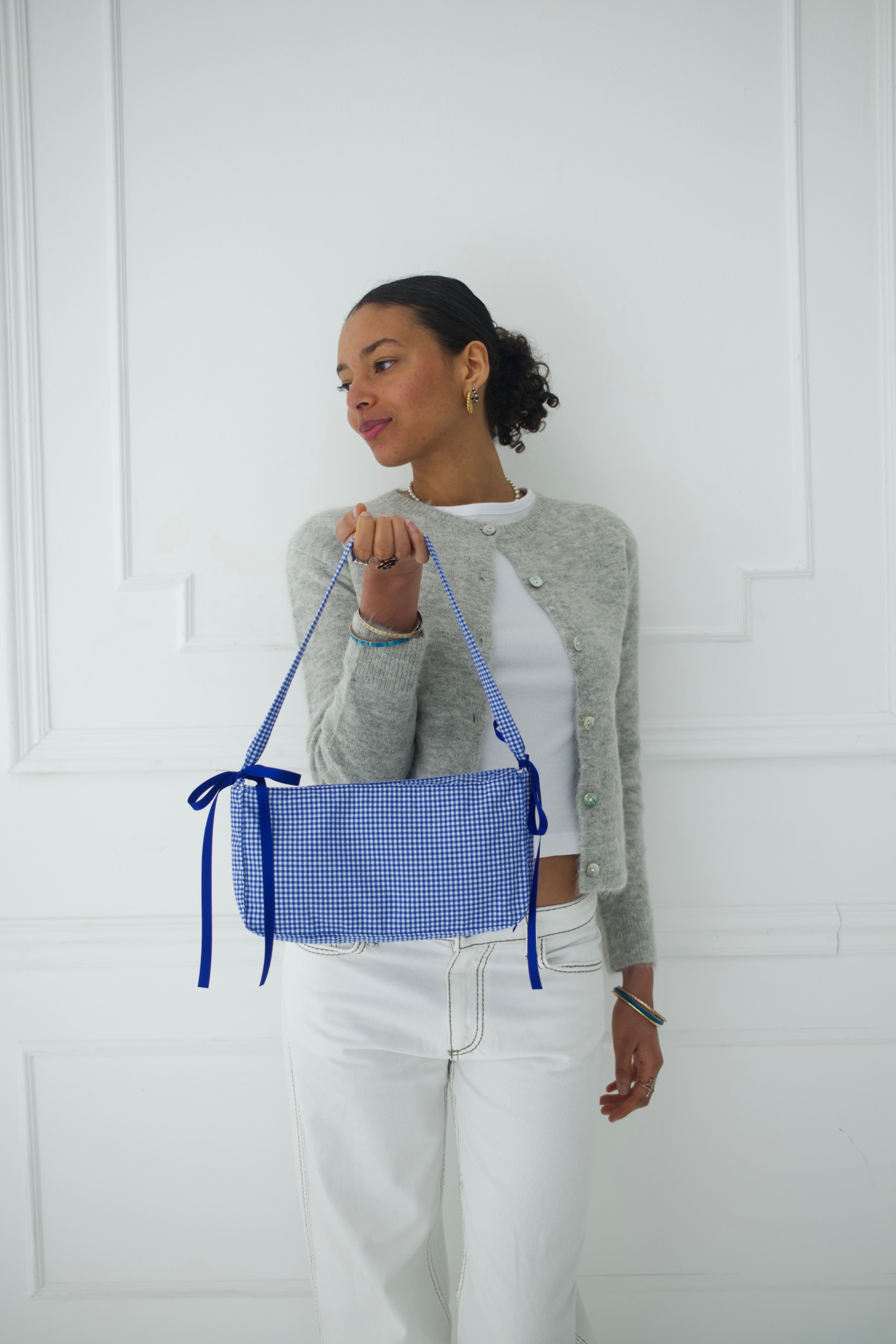 Gingham Shoulder Bag - Blue