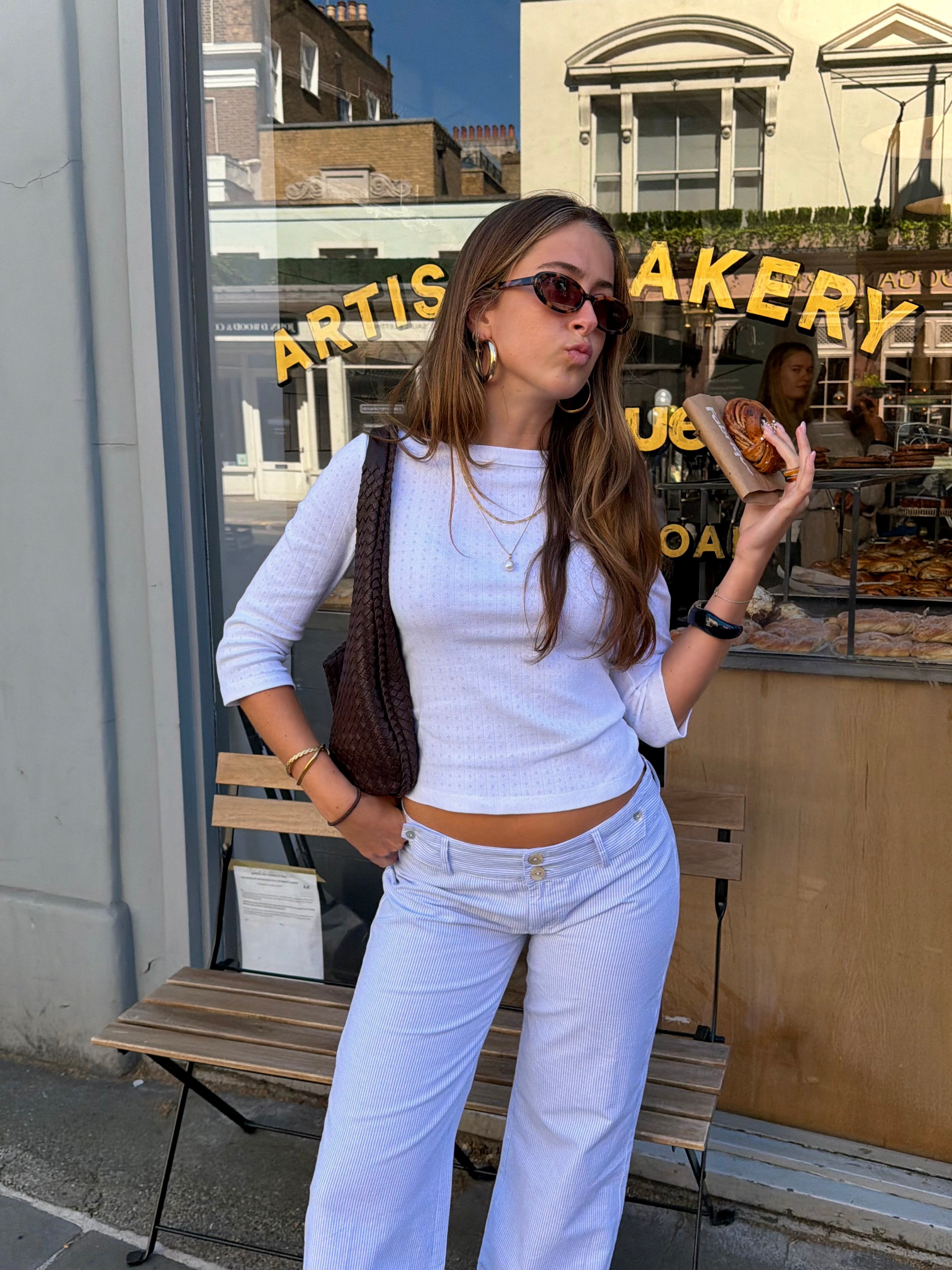 Pia Trousers - White & Blue