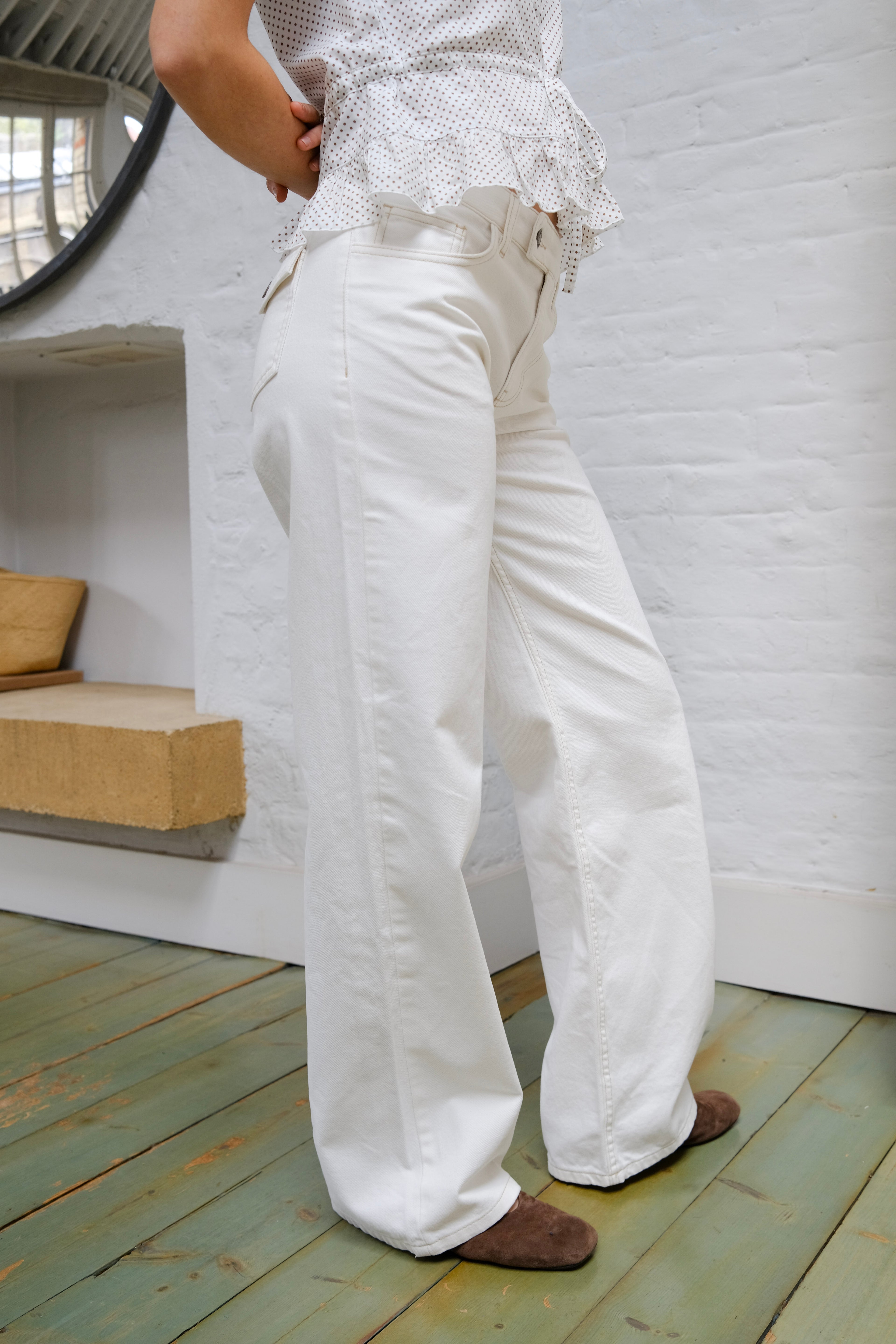 Nina Jeans - White & Brown