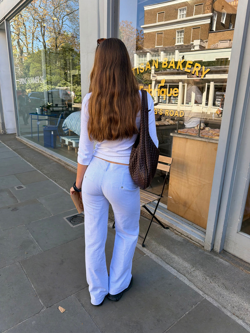 Pia Trousers - White & Blue