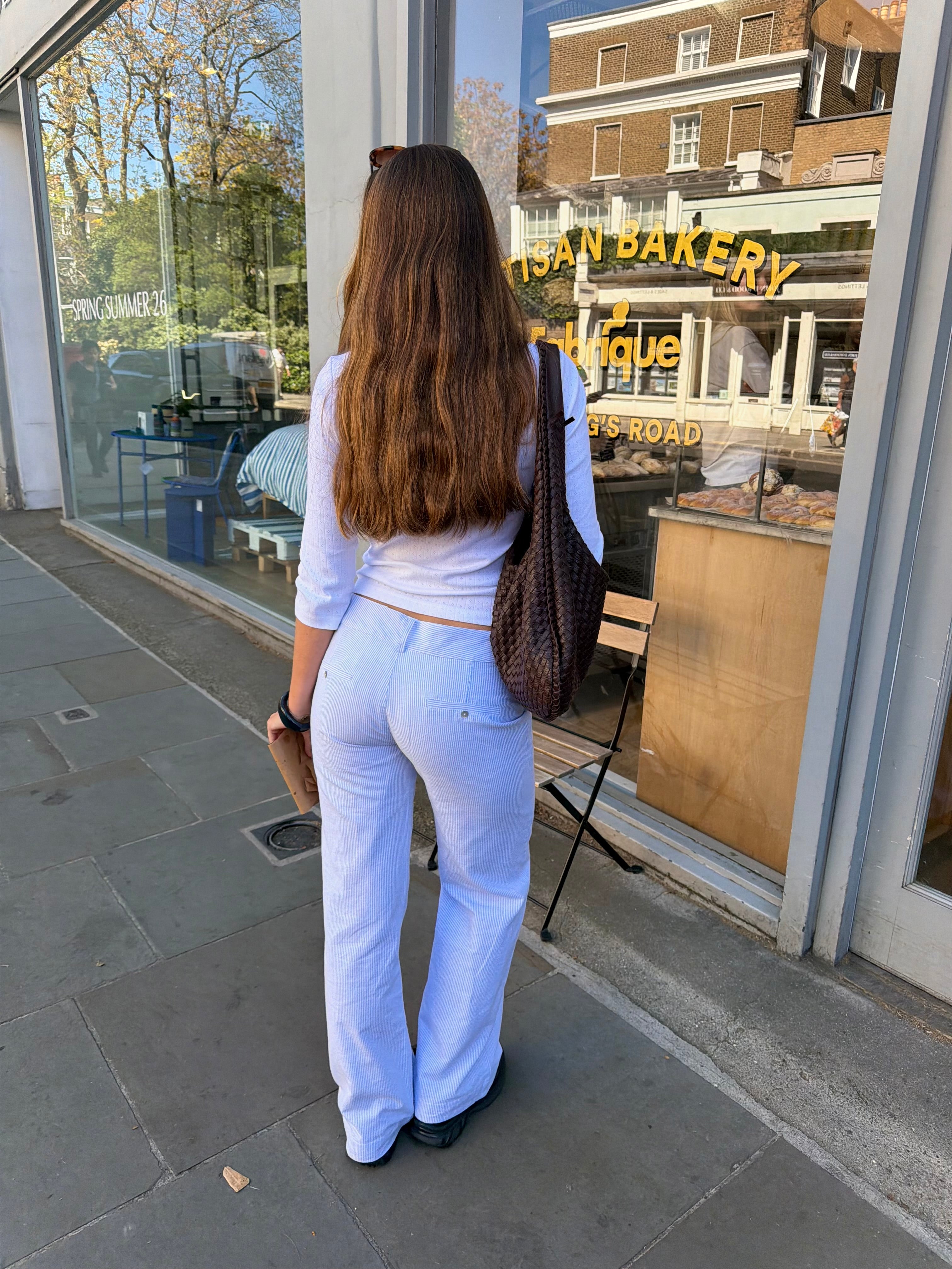 Pia Trousers - White & Blue