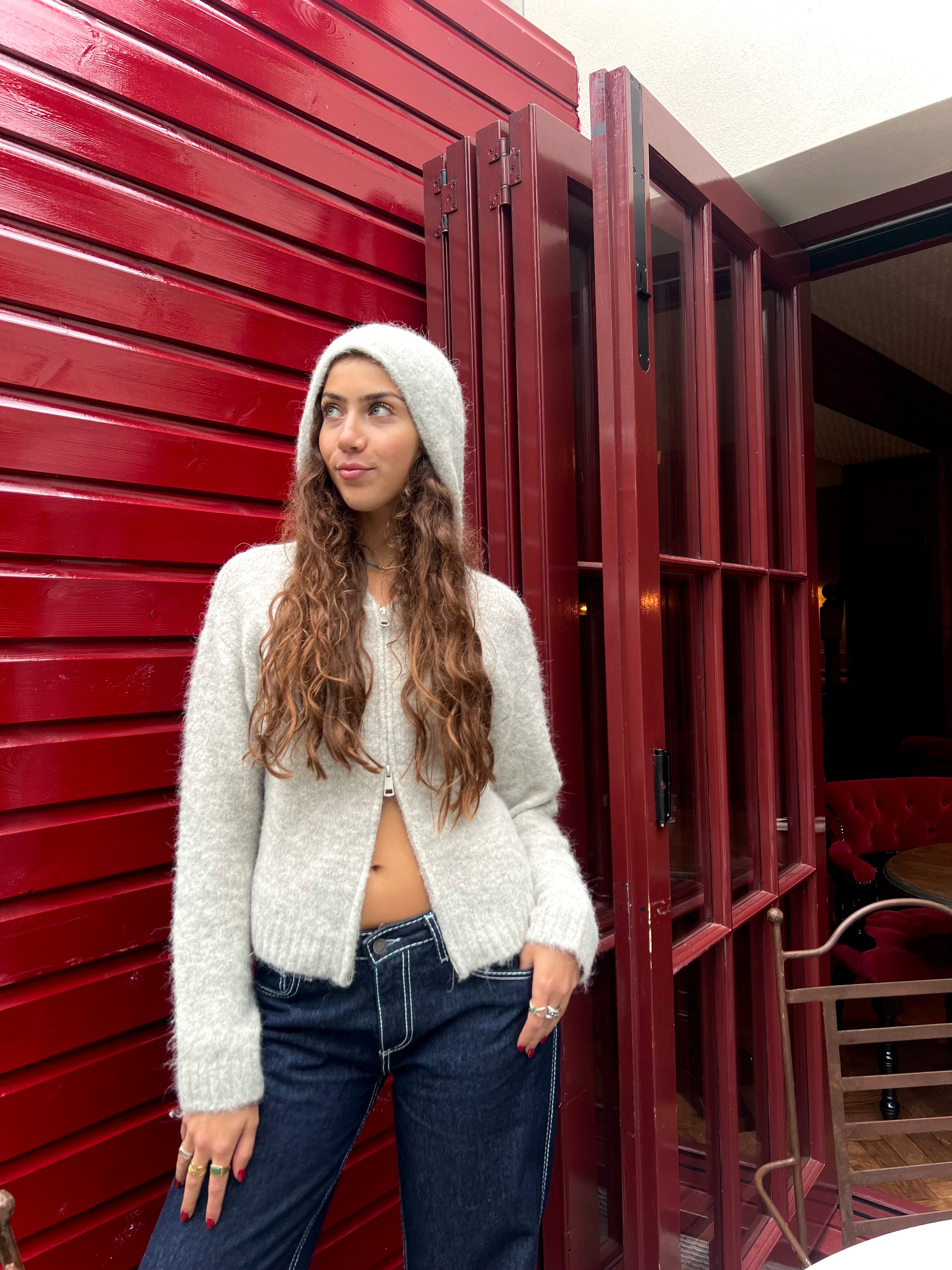 Dual Zip Hoodie - Light Grey