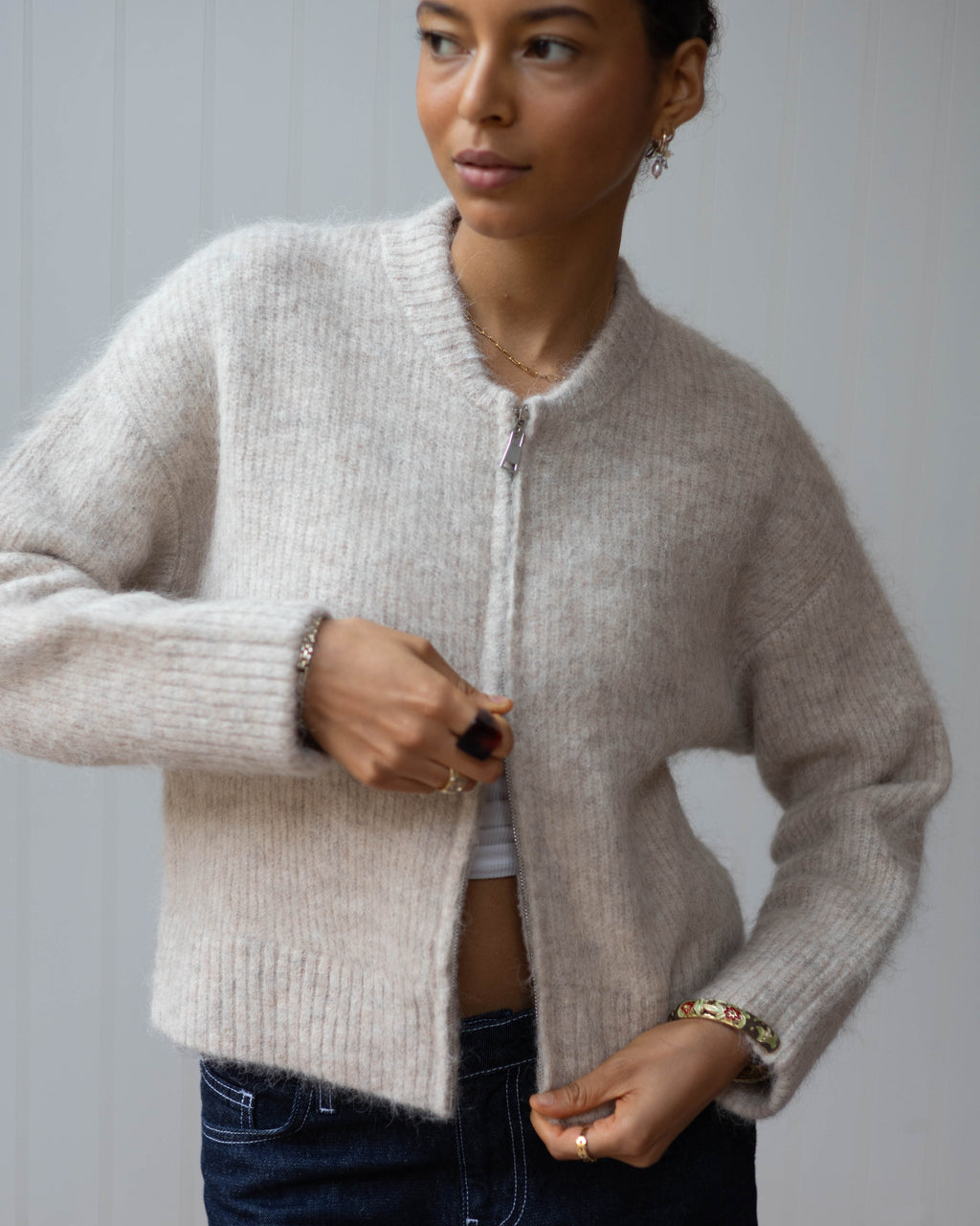 Dual Zip Bomber - Beige