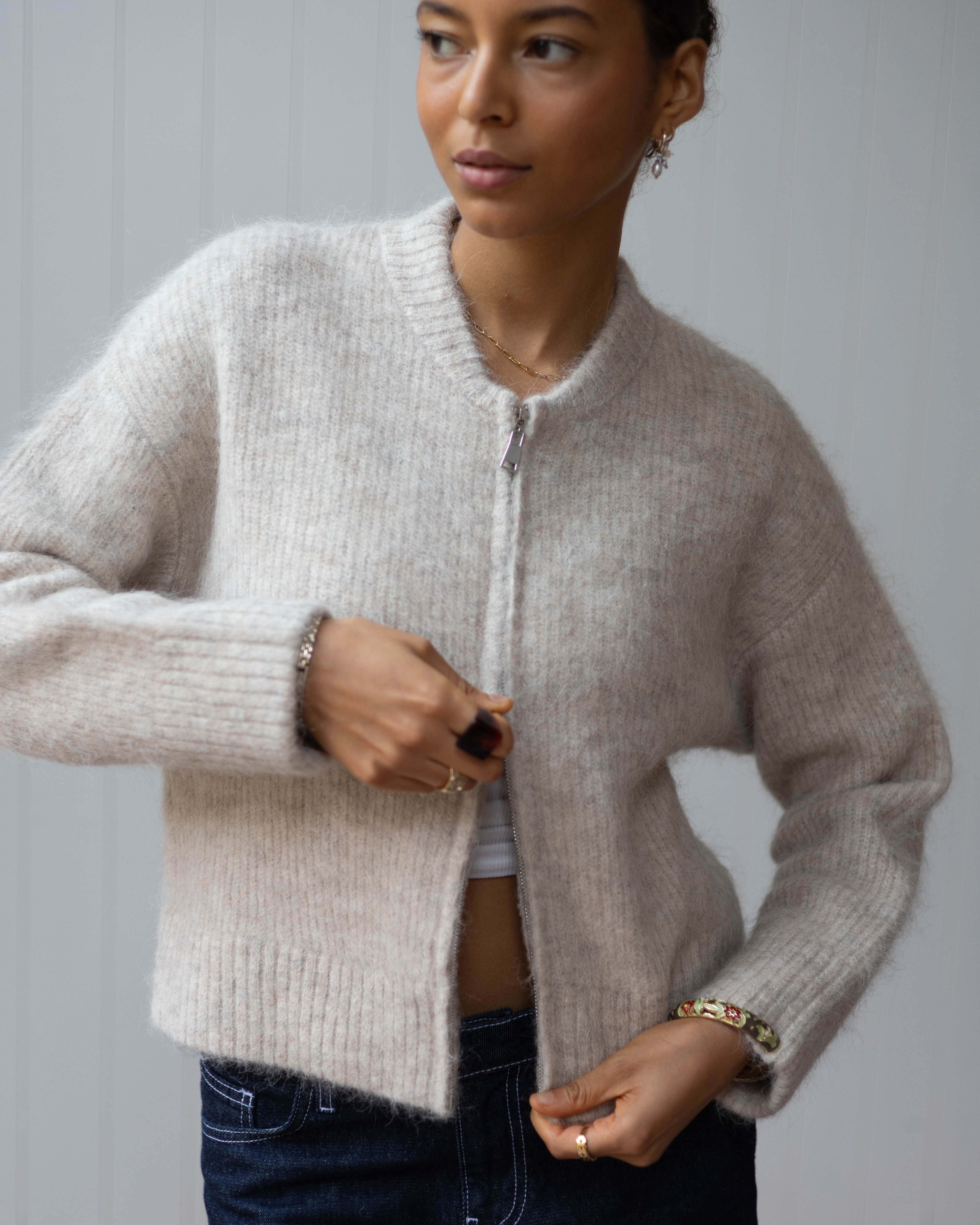 Dual Zip Bomber - Beige