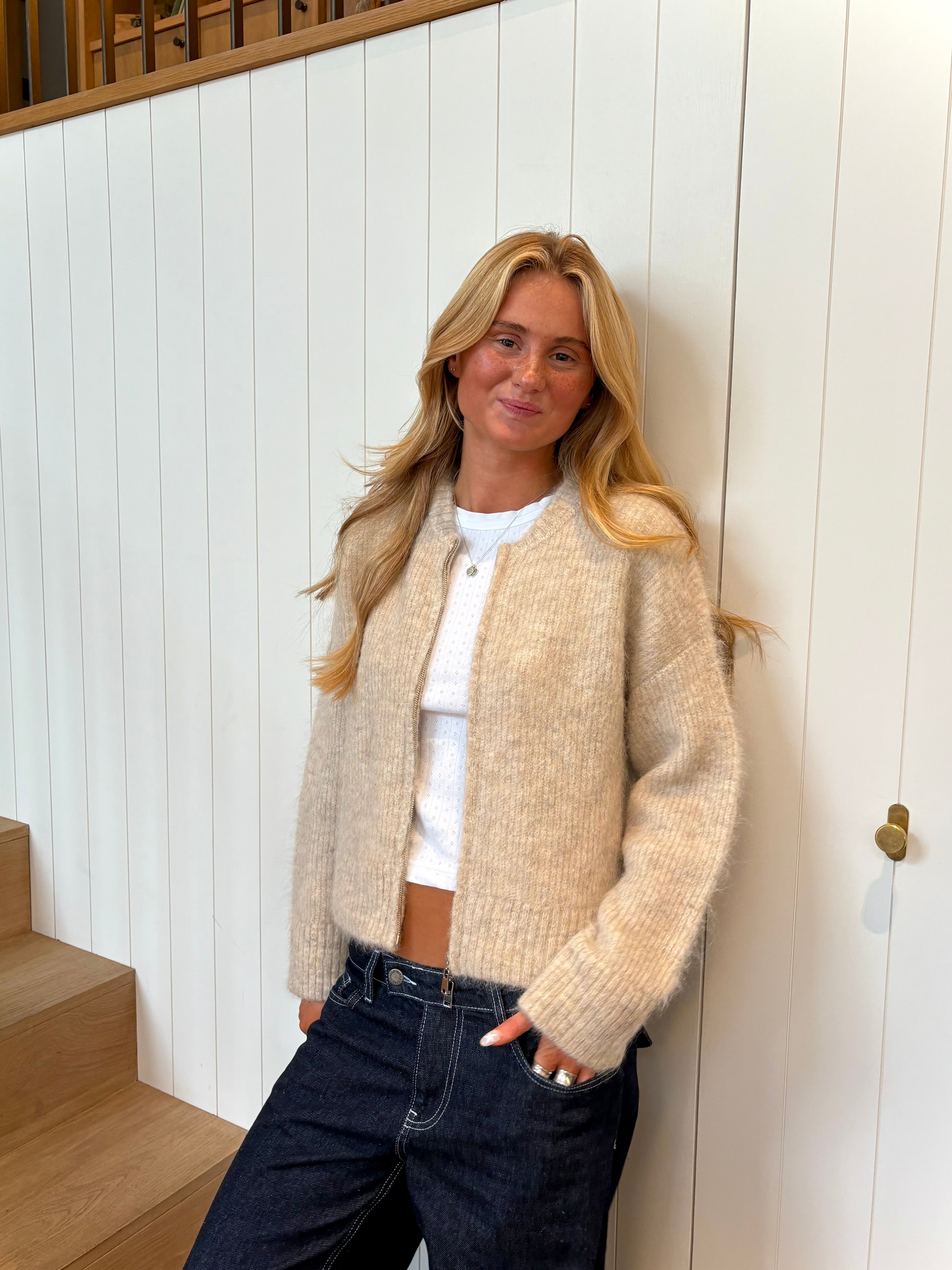 Dual Zip Bomber - Beige