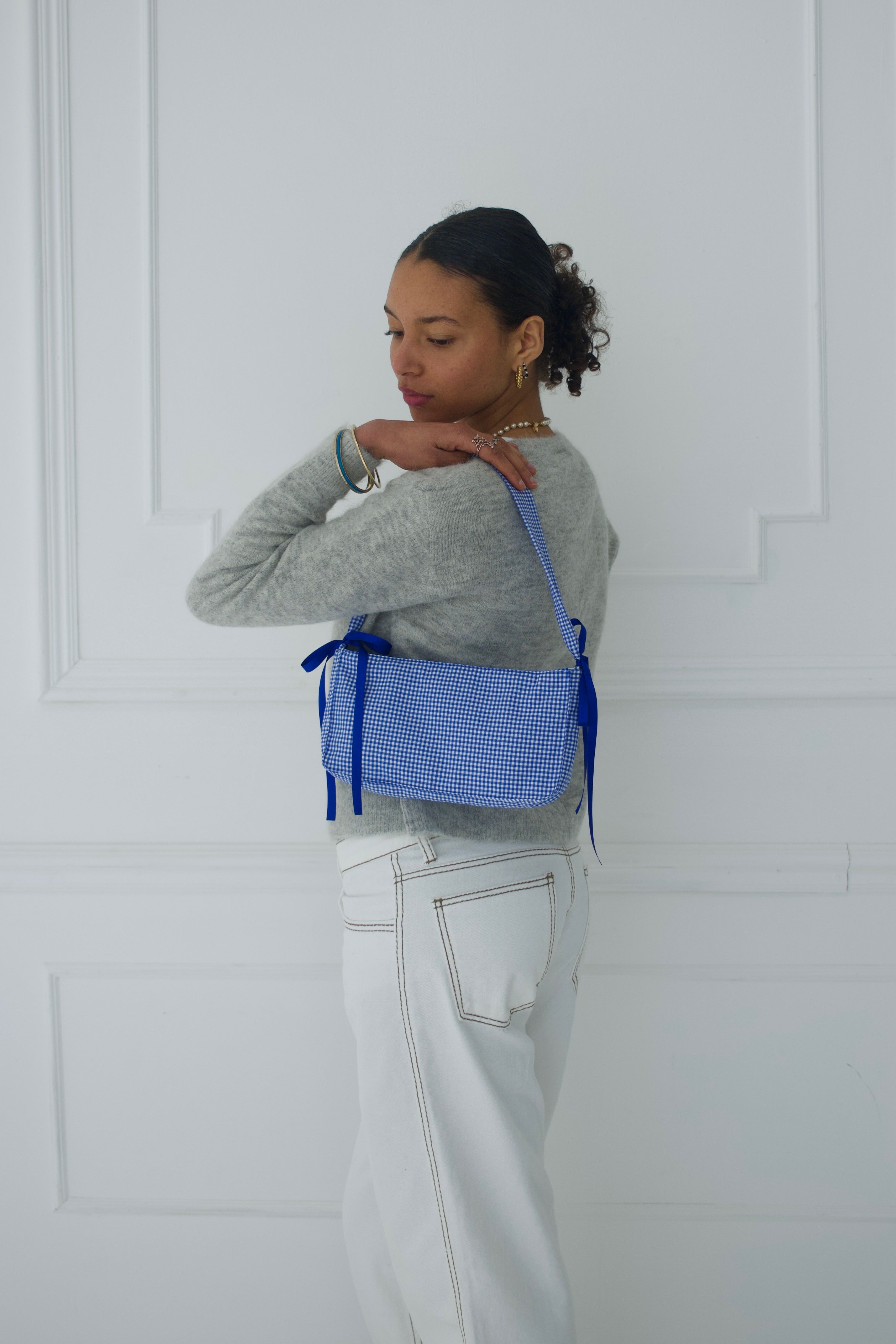 Gingham Shoulder Bag - Blue