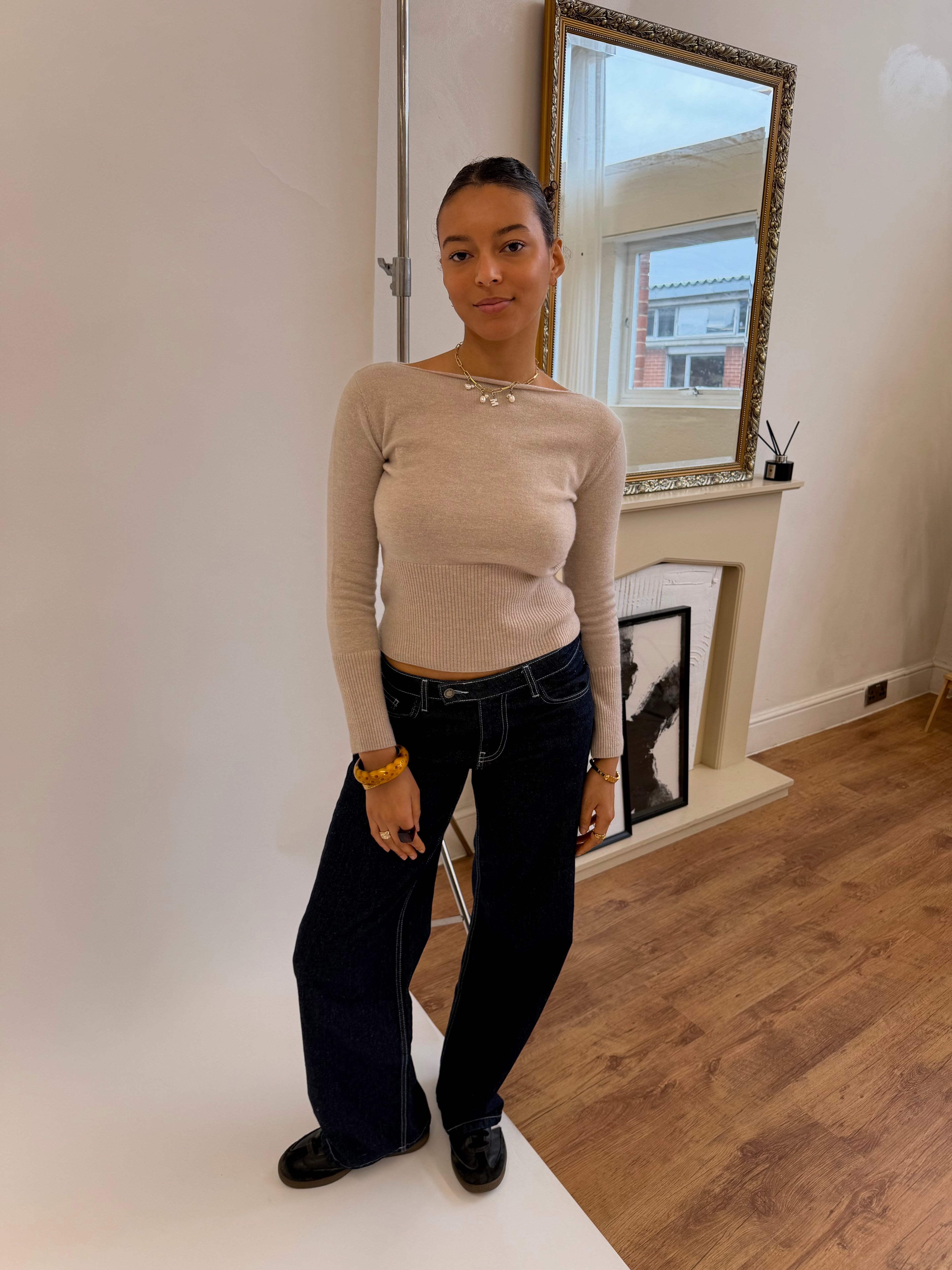 Mia Knit Top - Beige