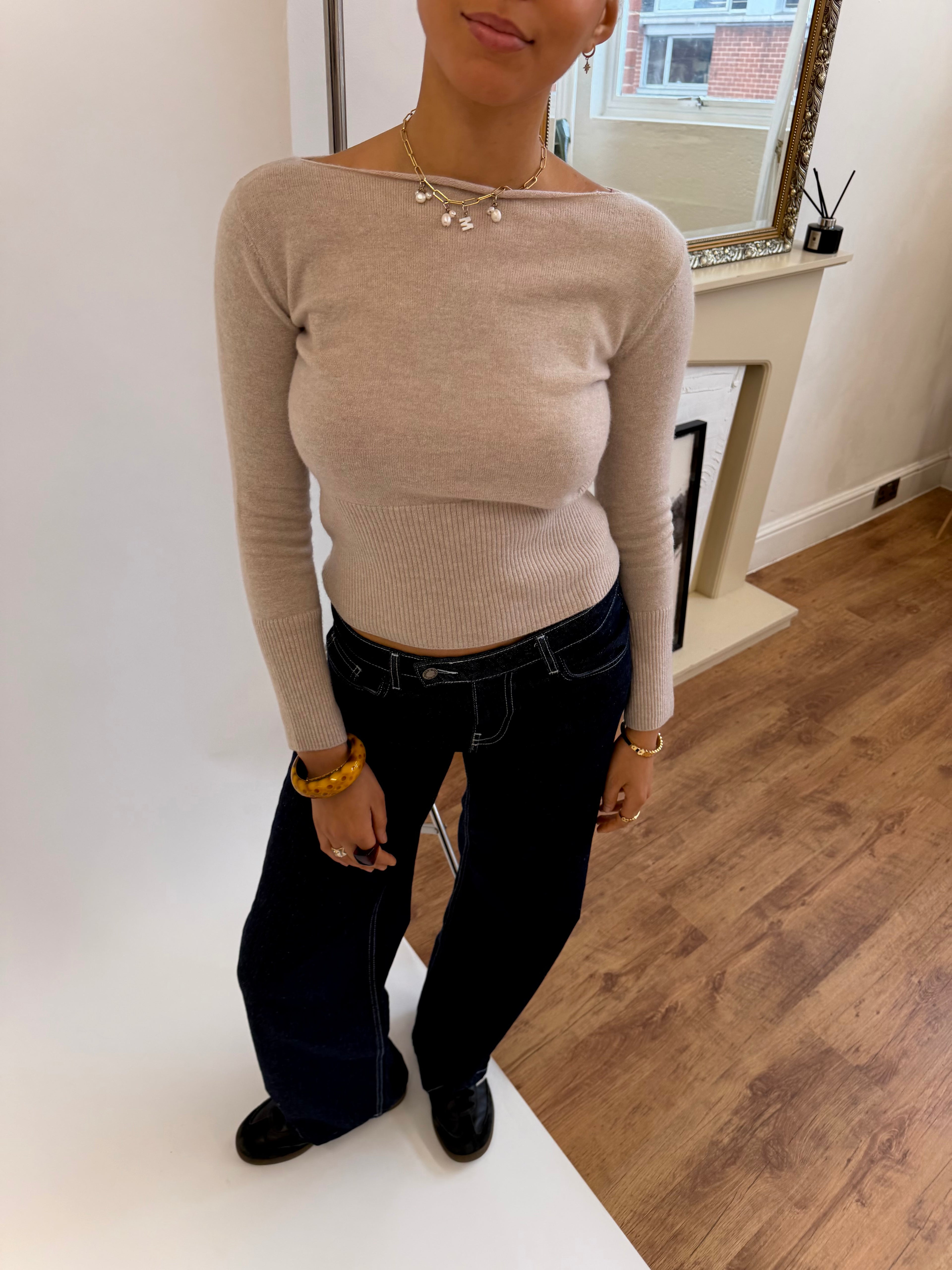 Mia Knit Top - Beige