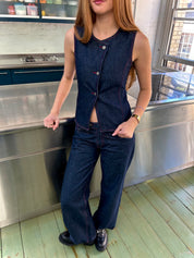 The Nina Waistcoat - Indigo & Red
