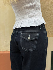 The Nina Jeans - Indigo & White