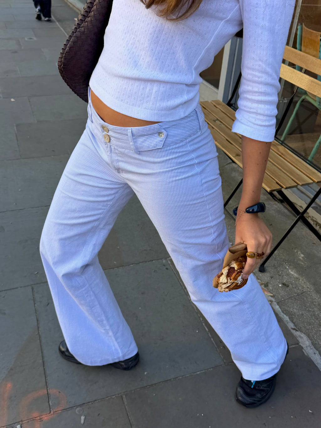 Pia Trousers - White & Blue