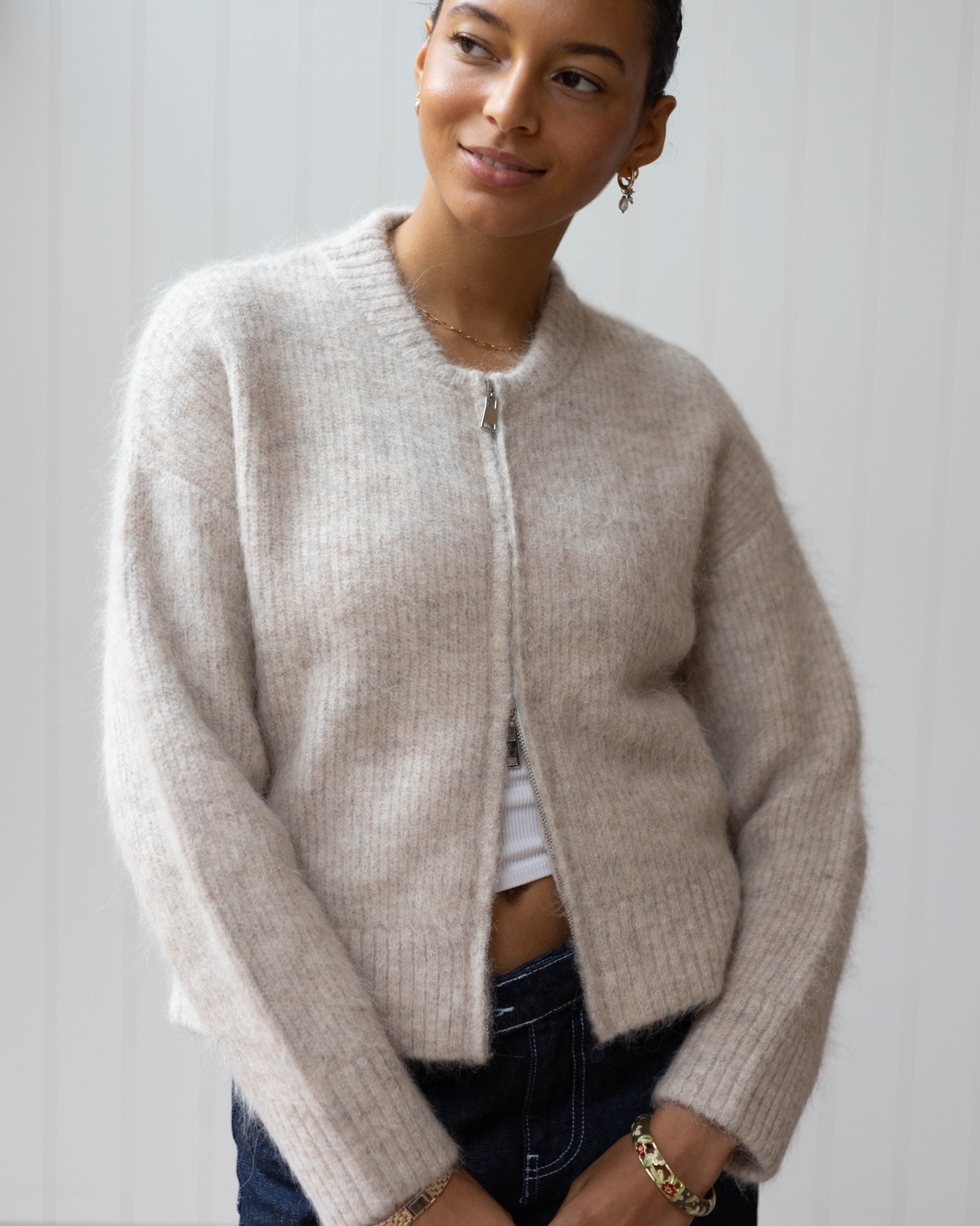 Dual Zip Bomber - Beige