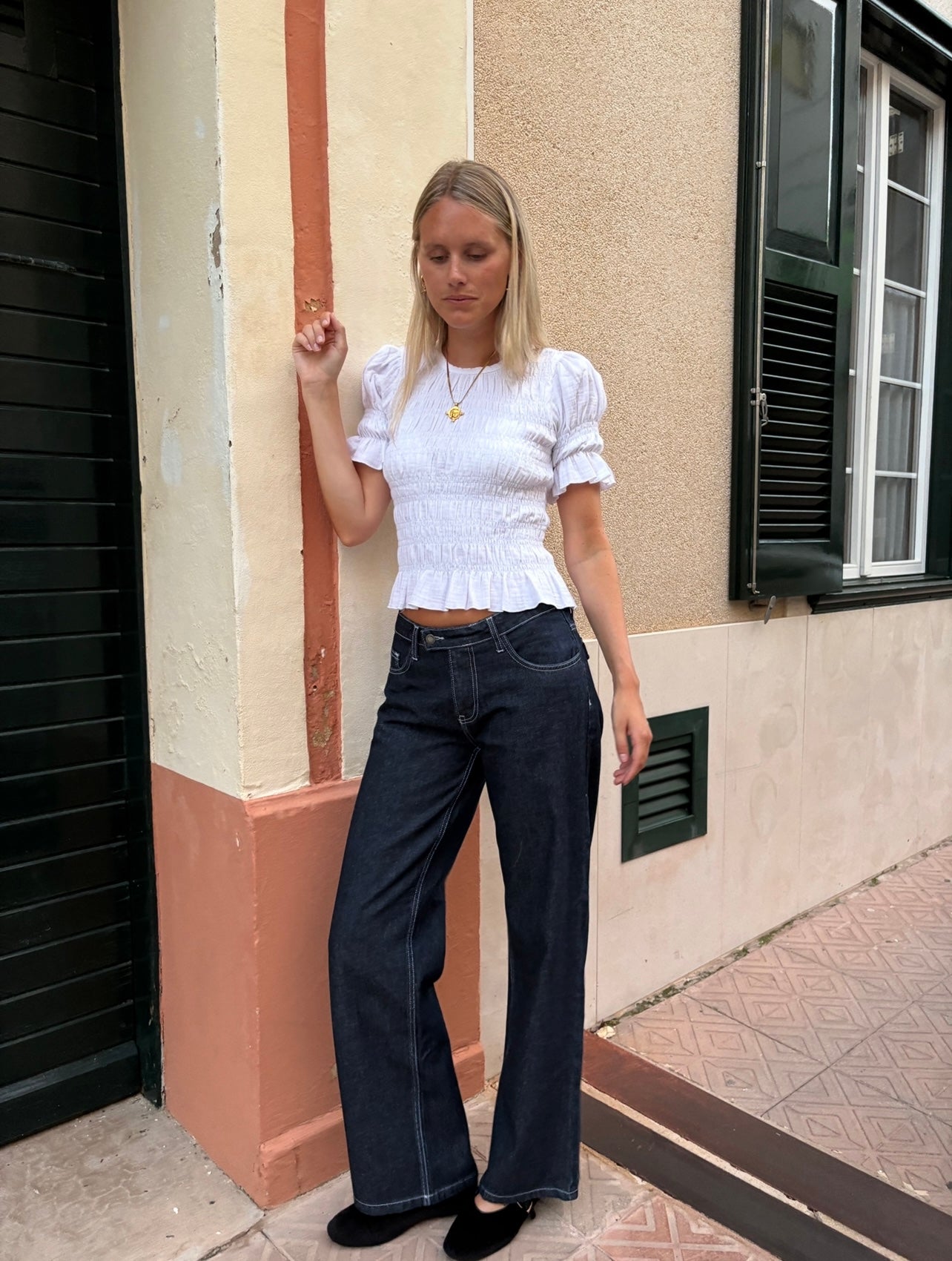 The Nina Jeans - Indigo & White