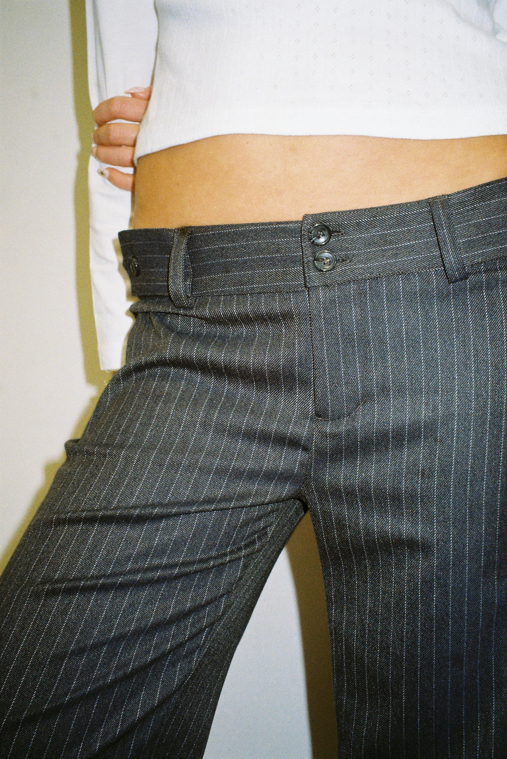 Mila Trousers - Grey Pinstripe