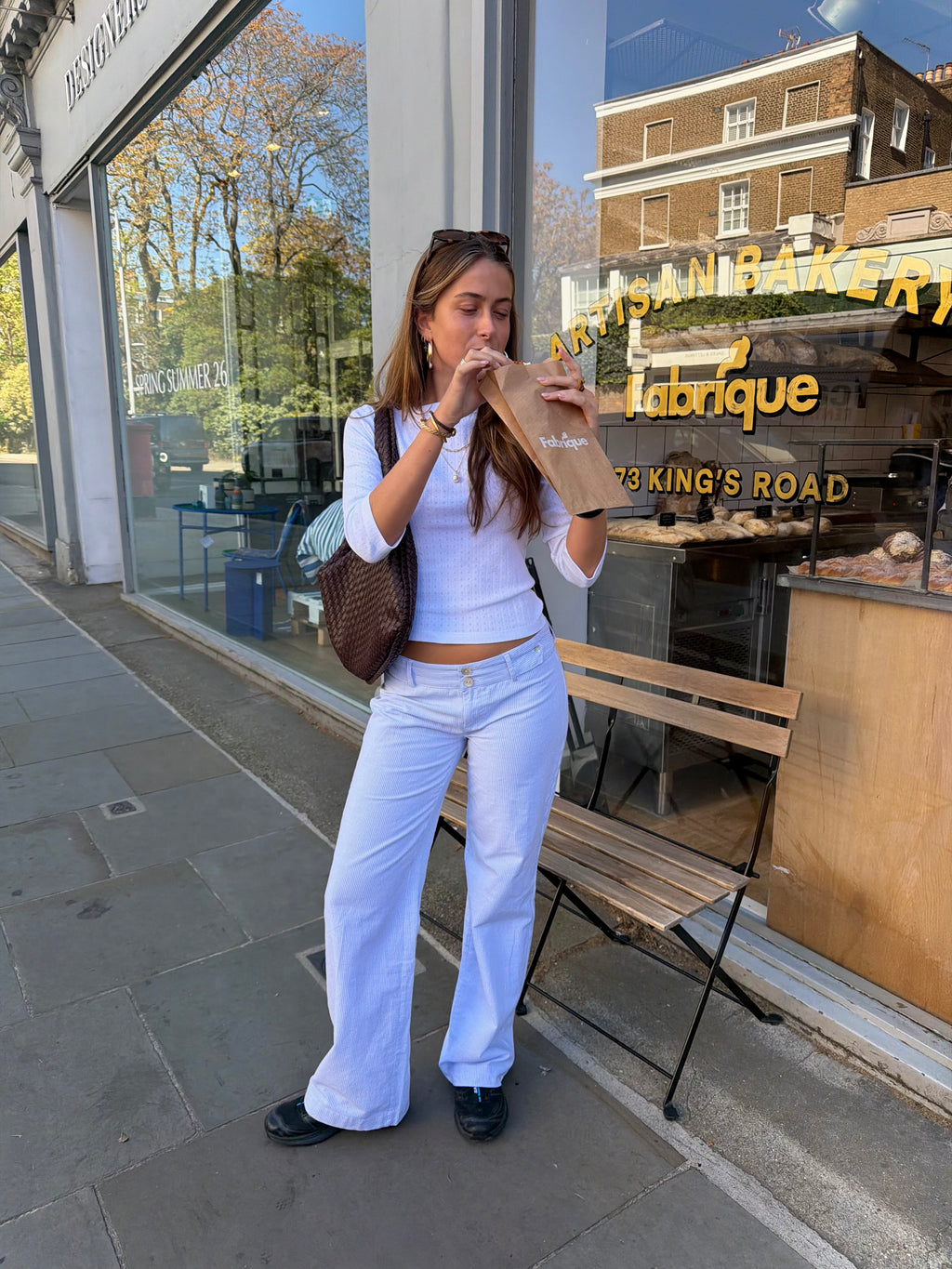 Pia Trousers - White & Blue