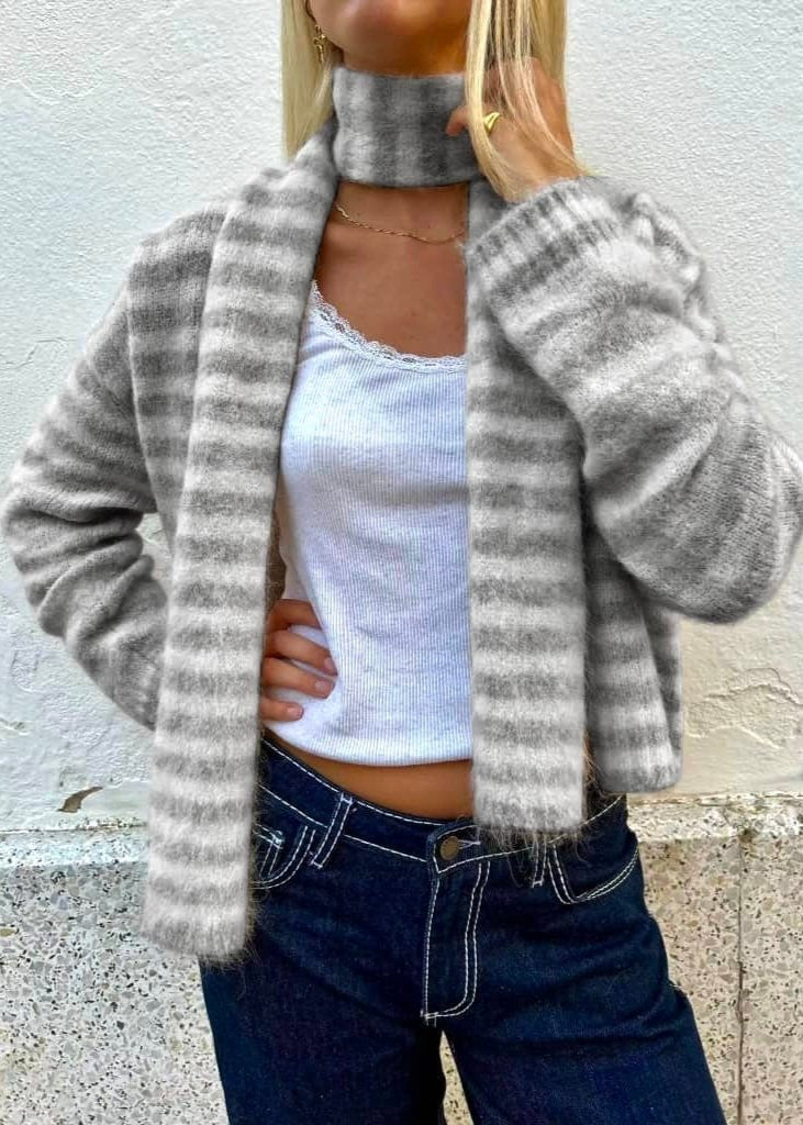 Evie Scarf - Grey Stripe