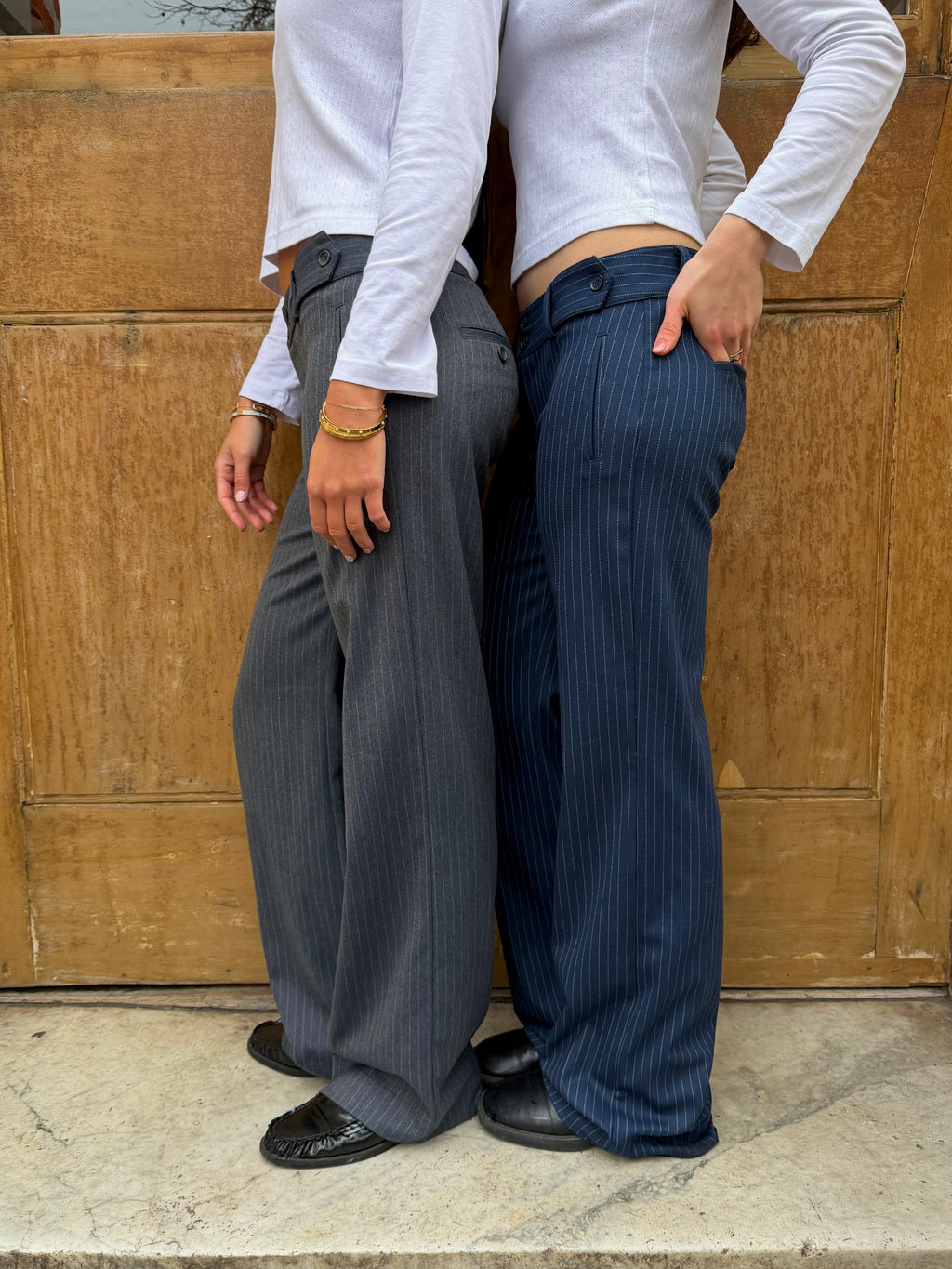 Mila Trousers - Navy Pinstripe