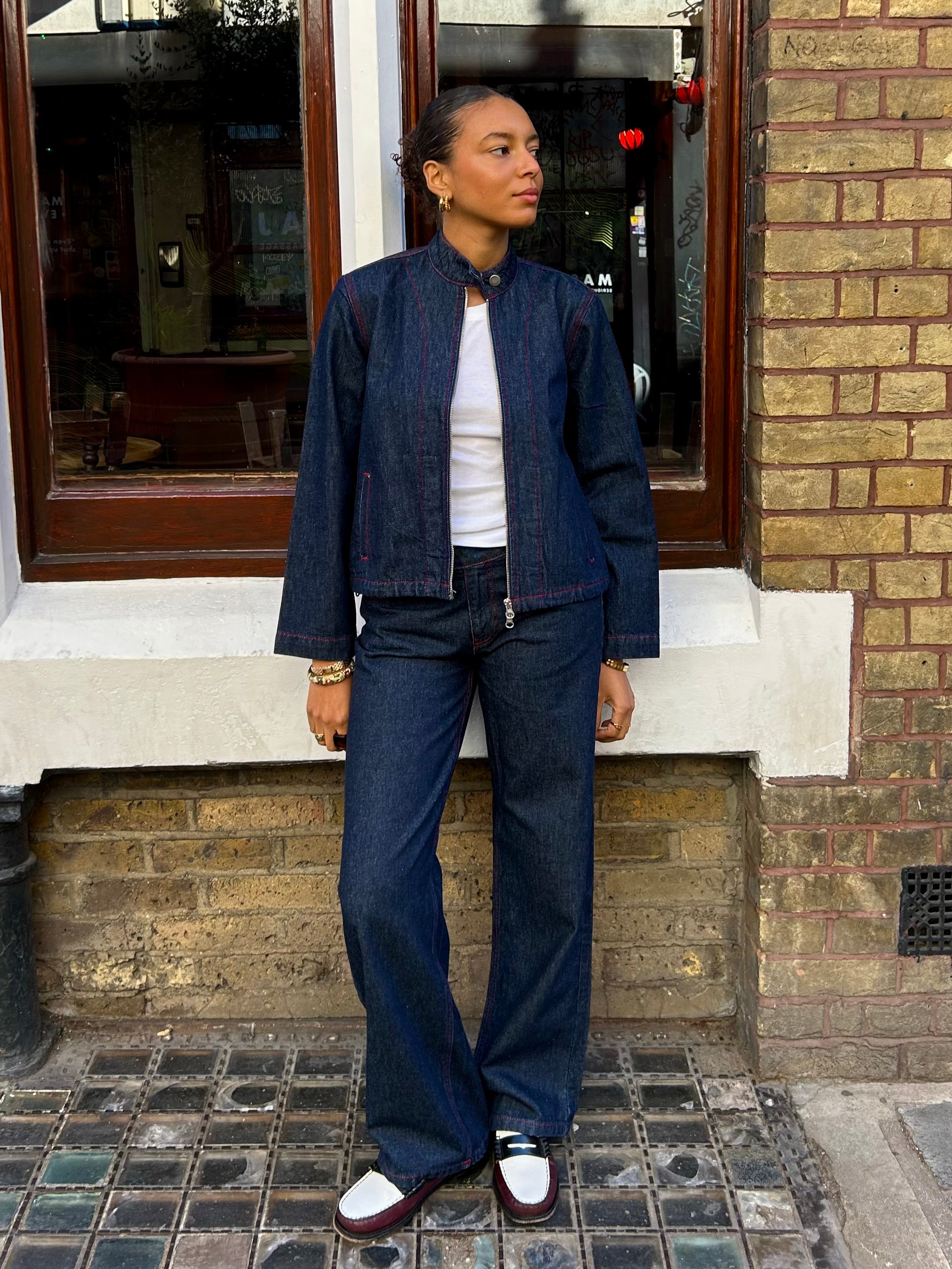The Nina Jeans - Indigo & Red